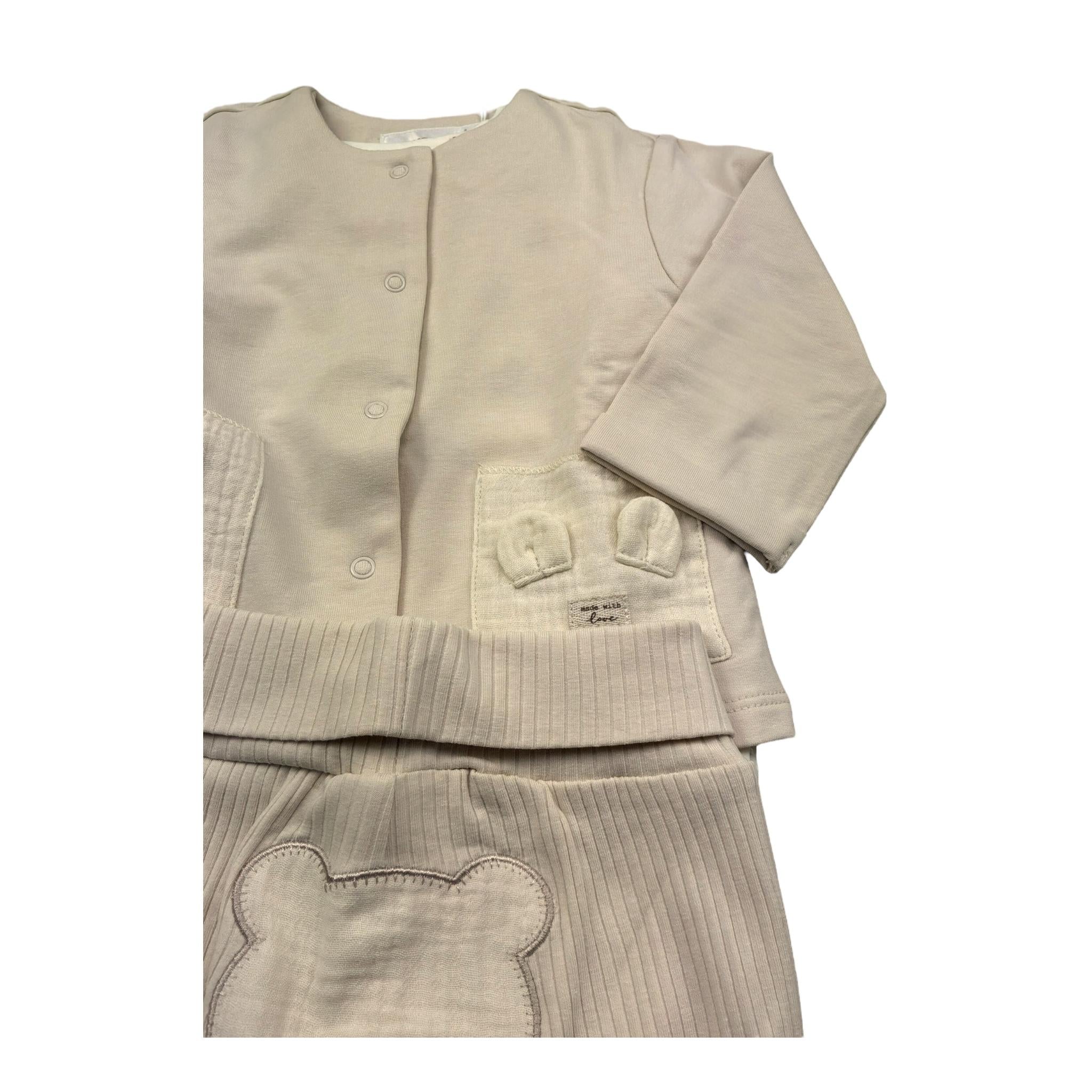 Mayoral Completo 3 Pezzi Felpa-T.Shirt-Pantalone per Neonato 1877 BEIGE MAYORAL 