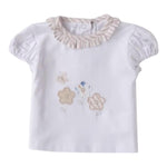 Minibanda T-Shirt Tinta Unita con Colletto E Stampa per Neonata 3B724 BIANCO MINIBANDA 