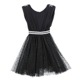 Monnalisa Abito Tinta Unita con Stampa Stelle per Bambina 419201 NERO MONNALISA 