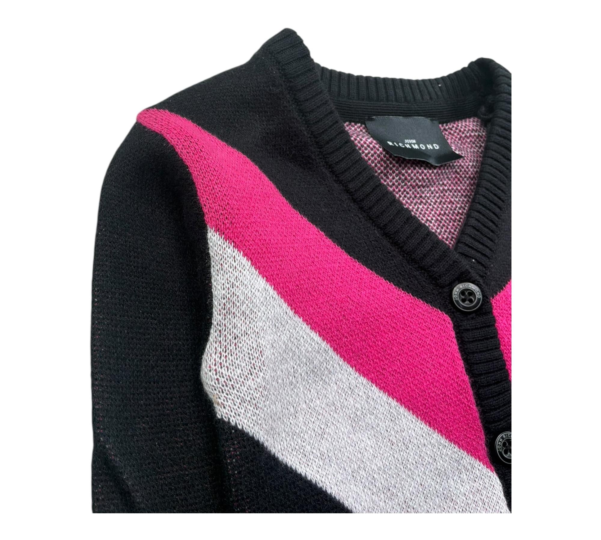 John Richmond Cardigan Stampa Fantasia Scollo A V per Neonata RIP26083CD NERO JOHN RICHMOND 