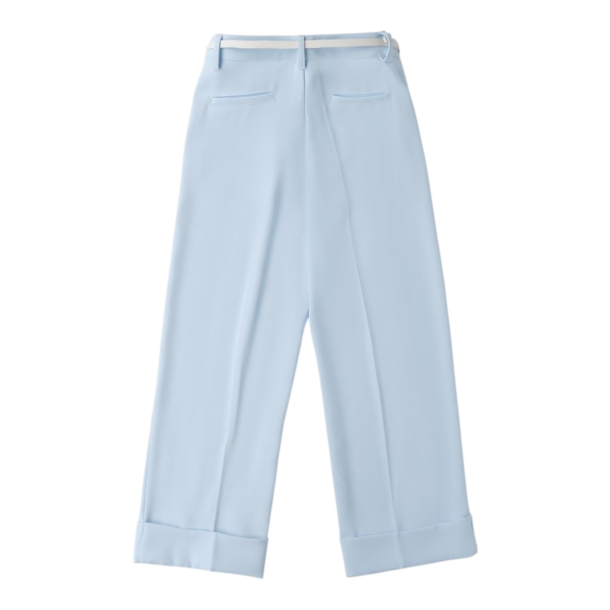 Sarabanda Pantalone Tinta Unita con Cintura per Bambina 0B529 AZZURRO SARABANDA 