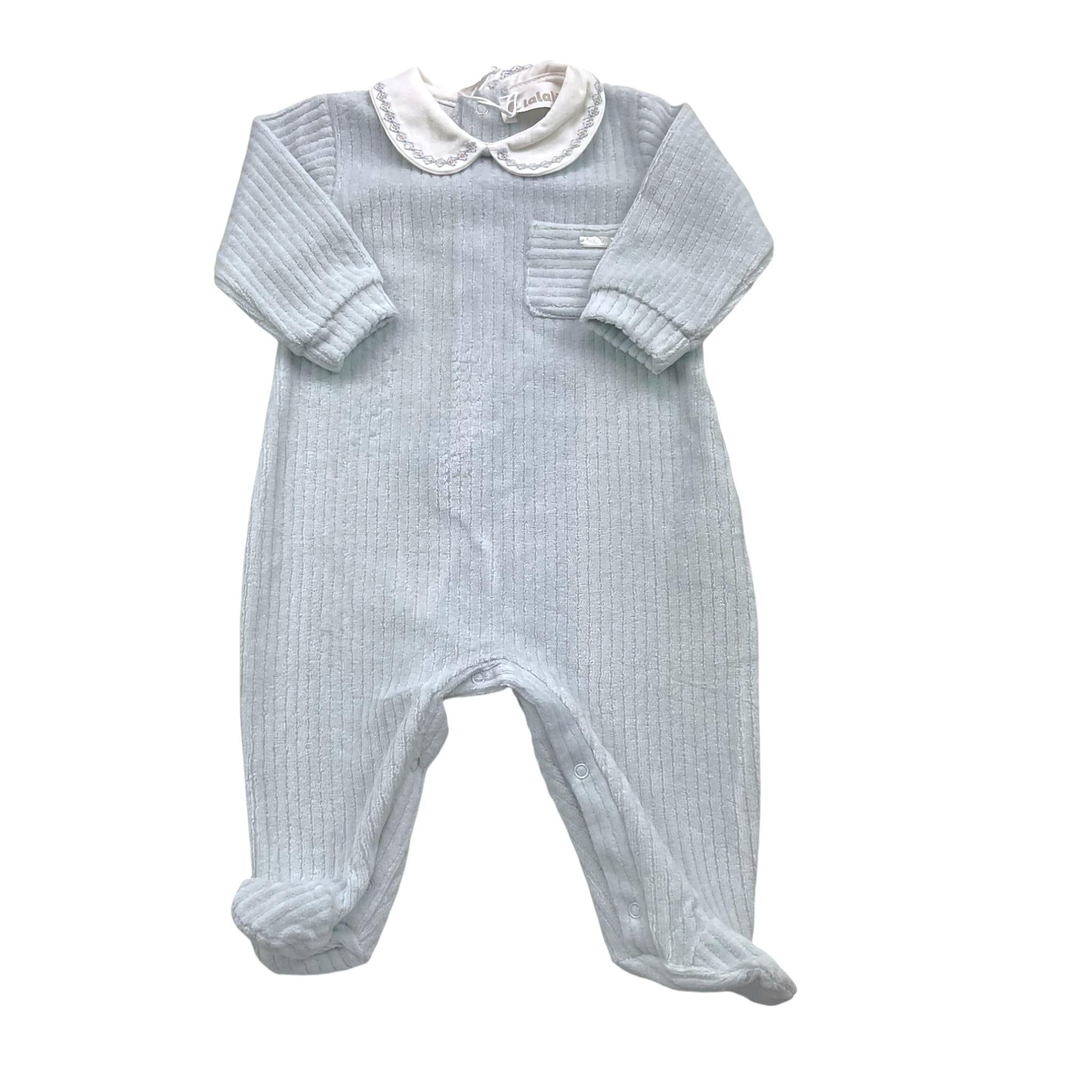 LALALU' tutina tinta unita con colletto in contrasto Azzurro per Neonata TCL01N AZZURRO LALALU' 