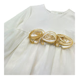 Le Bebe Abito Manica Lunga Tinta Unita con Gonna In Tulle per Neonata LBG1047 BIANCO LE BEBE 