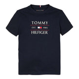 Tommy Hilfiger T-Shirt Girocollo Tinta Unita con Logo per Bambino KB0KB09538XX NERO TOMMY HILFIGER 