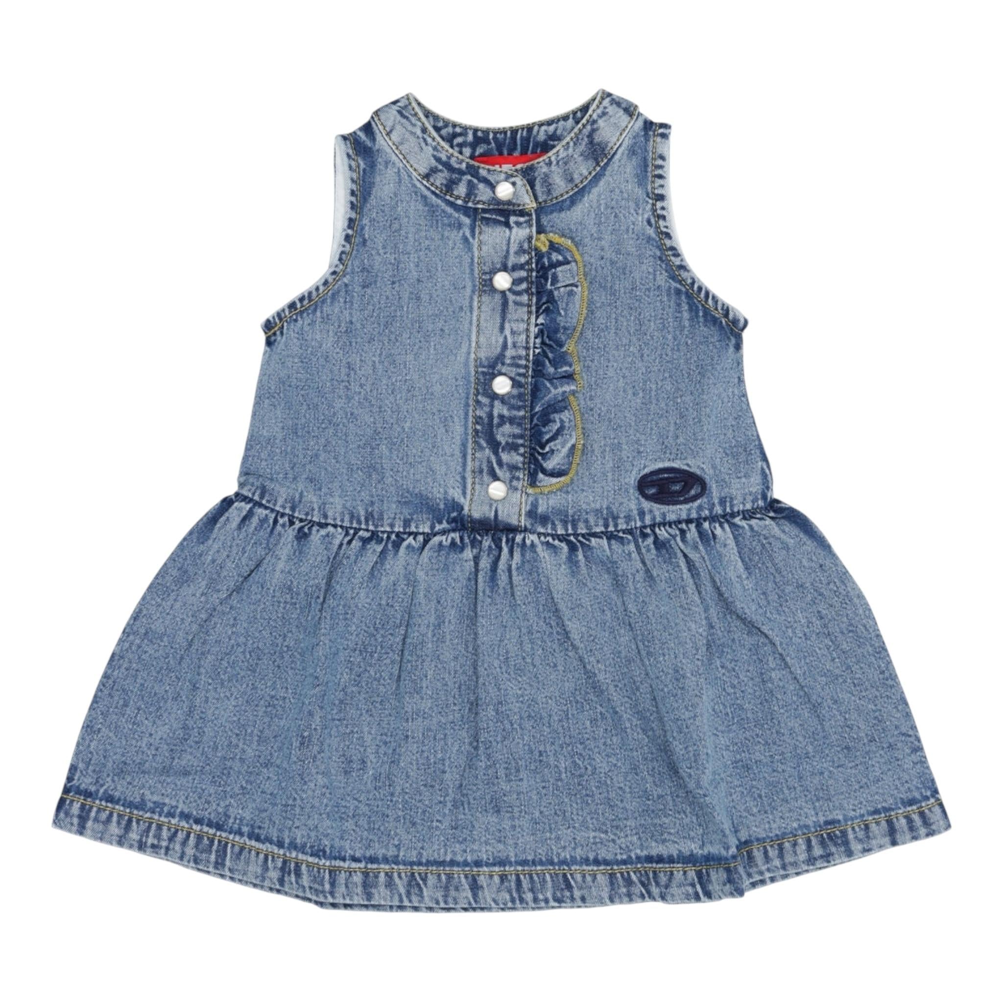 Diesel Abito Giromanica In Denim Tinta Unita per Bambina K00597J BLU DIESEL 