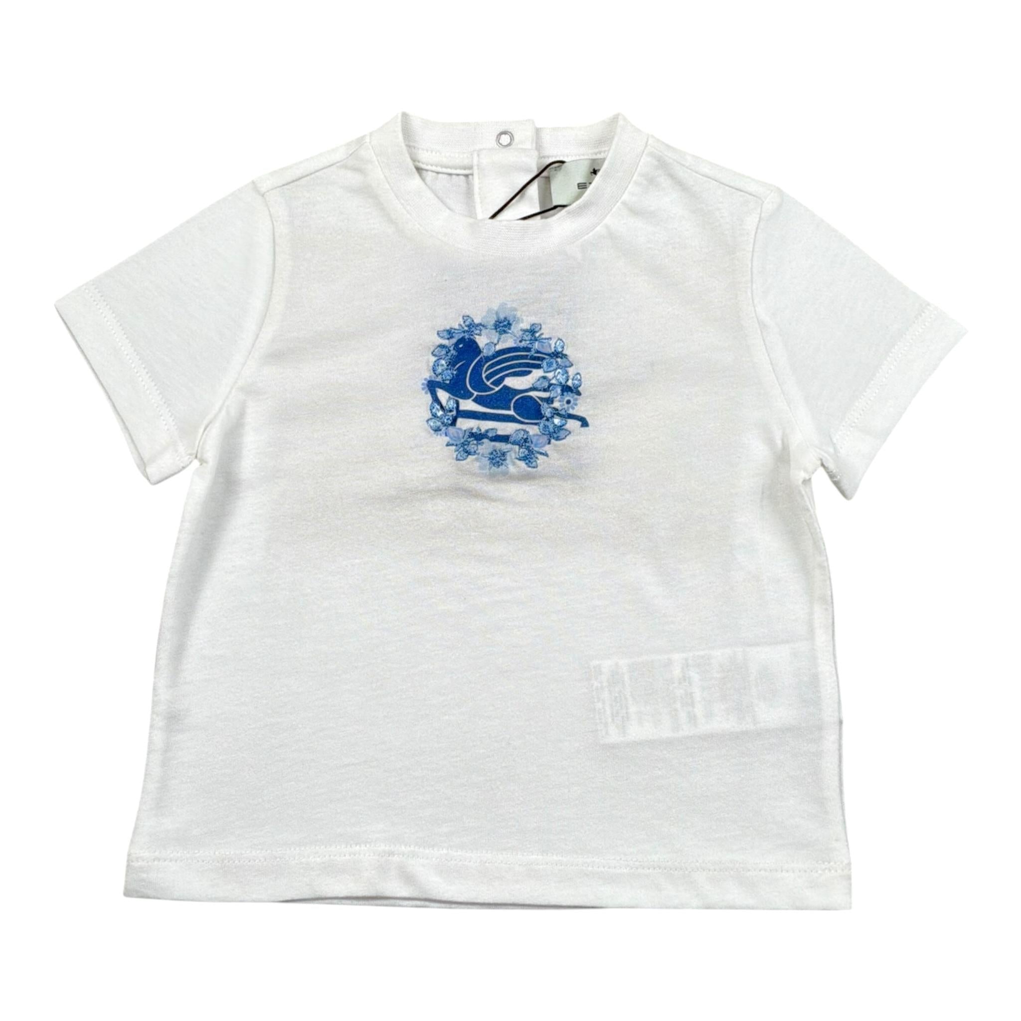 Etro T-Shirt Girocollo Tinta Unita con Stampa per Neonata GU8011X BIANCO ETRO 