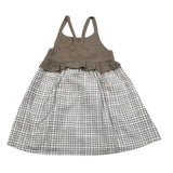 Petit Indi Abito Bicolore con Fantasia Quadri per Neonata SS25BK6527X BIANCO/BEIGE PETIT INDI 