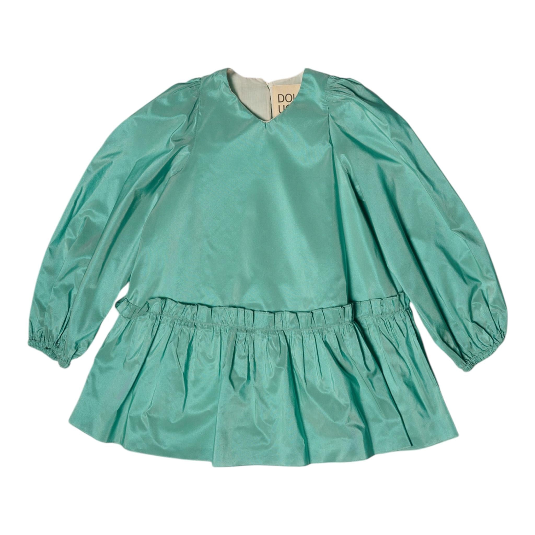 DOU DOU abito manica lunga tinta unita Verde acqua per Bambina DV1B00 VERDE ACQUA DOU DOU 