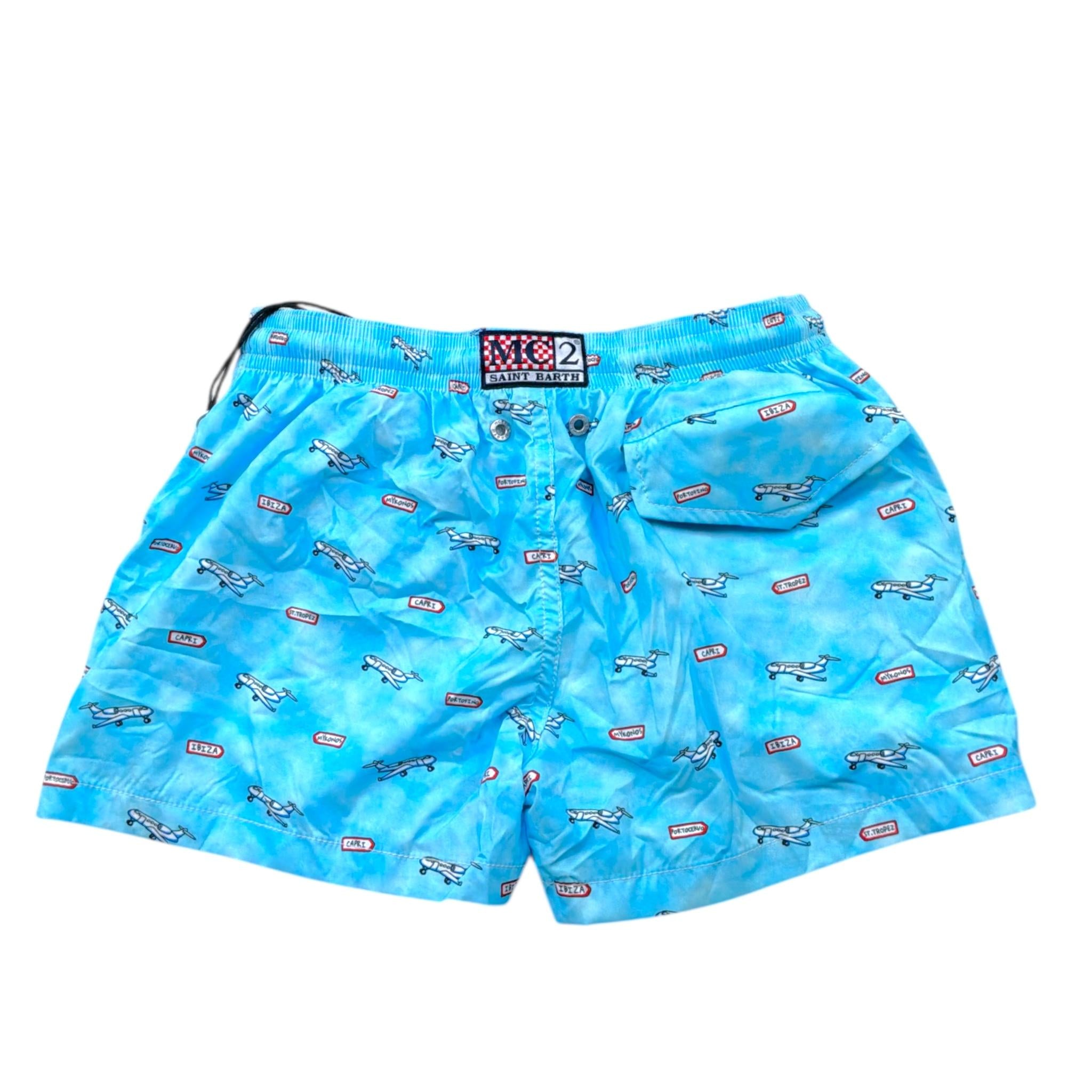 Saint Barth Costume Modello Boxer Tinta Unita con Stampa per Bambino 01058L AZZURRO SAINT BARTH 