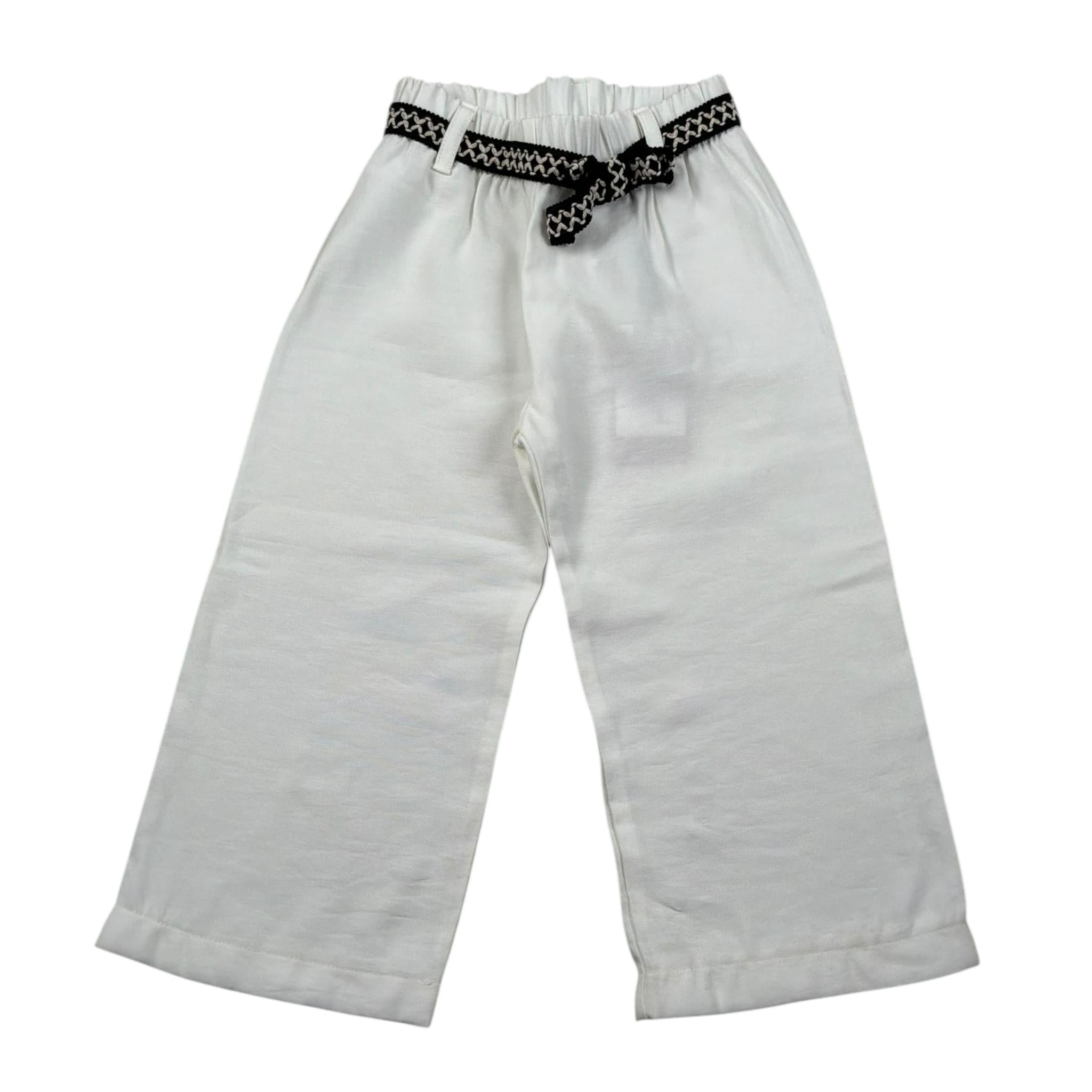 Please Pantalone Tinta Unita Modello Palazzo per Bambina PE66130G7 BIANCO PLEASE 