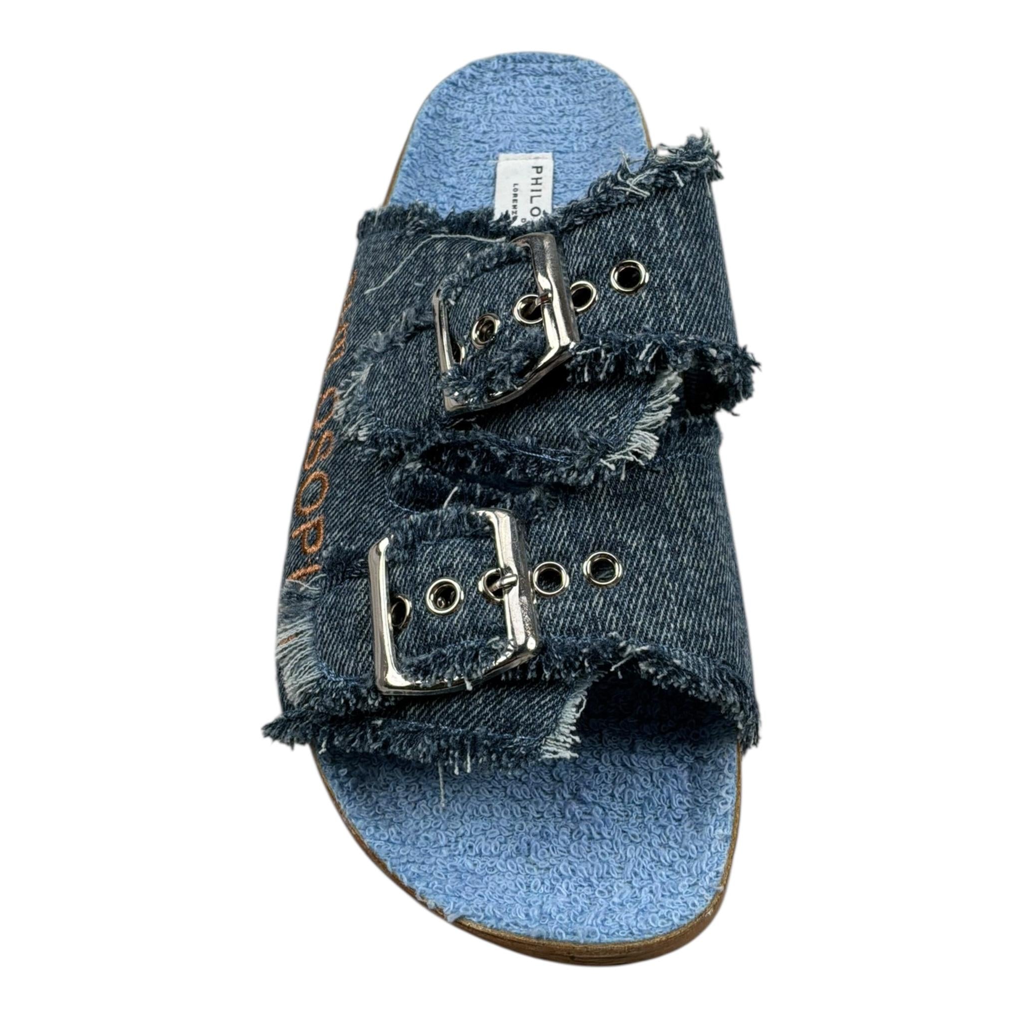 Philosophy Ciabatta In Denim con Doppia Fibia per Bambina I8E001 BLU PHILOSOPHY 