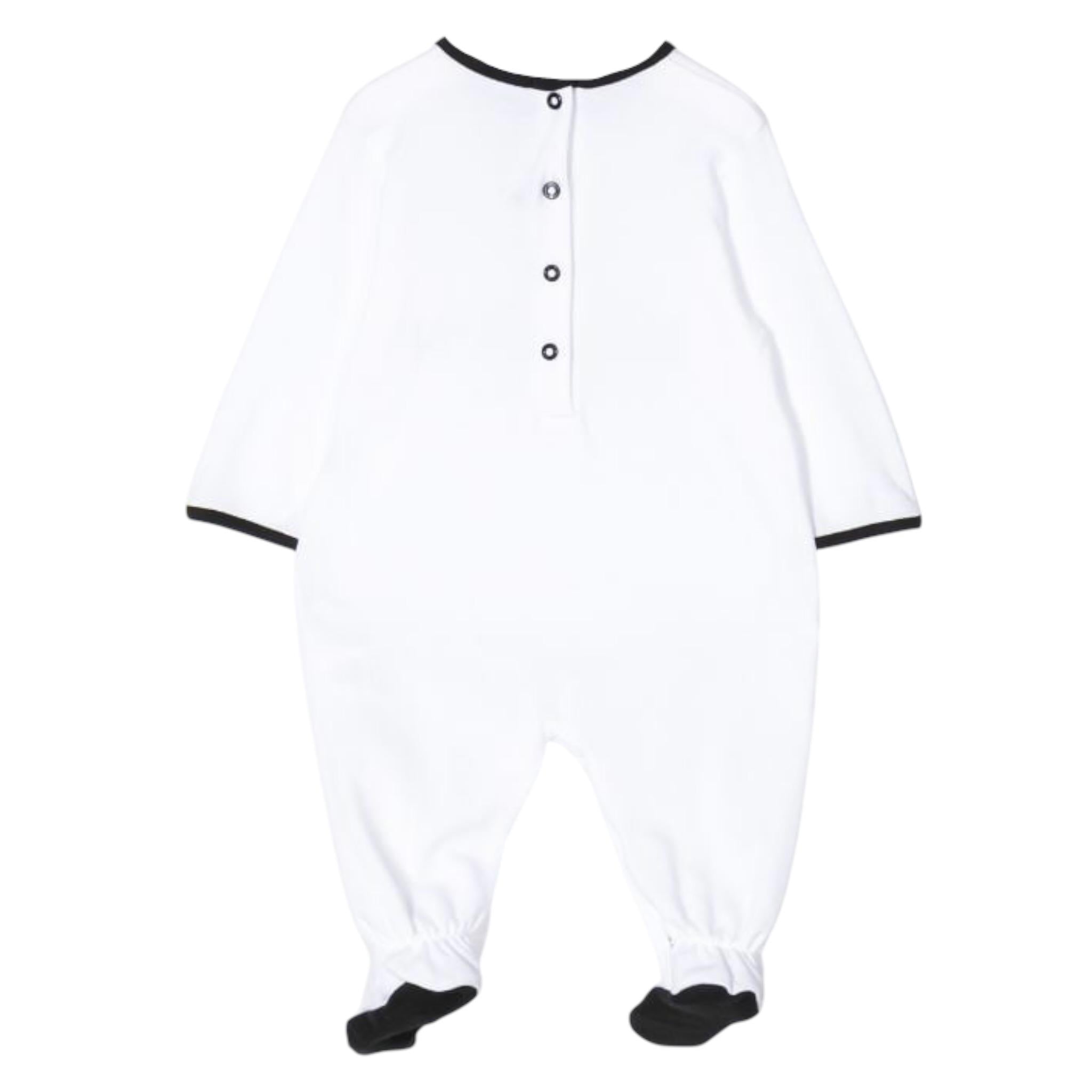 Balmain Set Tutina-Cappello Tinta Unita con Profili In Contrasto per Neonato TUTINS BIANCO BALMAIN 