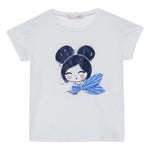Liu Jo T-Shirt Tinta Unita Girocollo con Stampa per Bambina KA5039XXX BIANCO LIU JO 