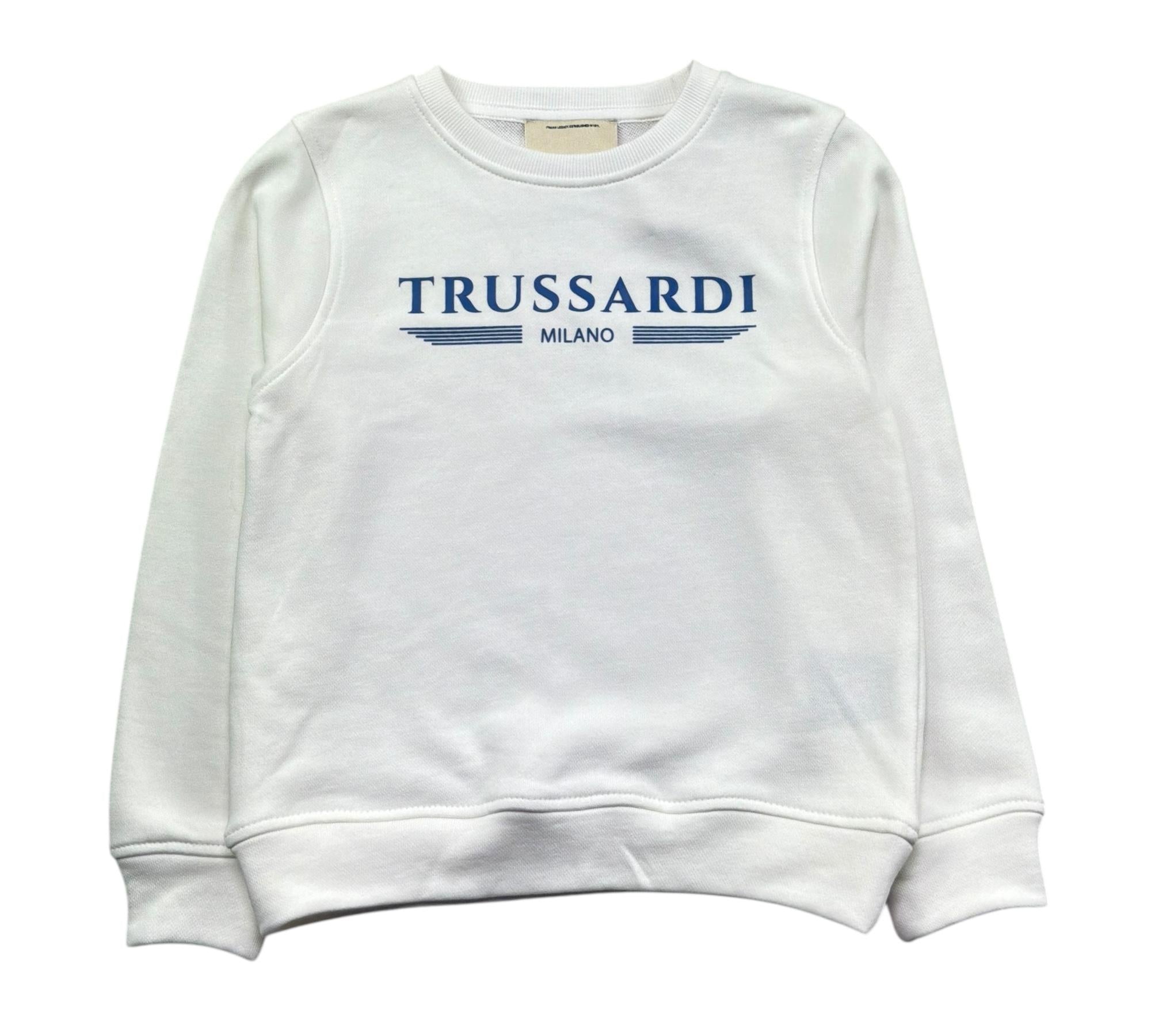 Trussardi Felpa Chiusa Girocollo Tinta Unita con Stampa per Bambino TBP26070FE BIANCO TRUSSARDI 