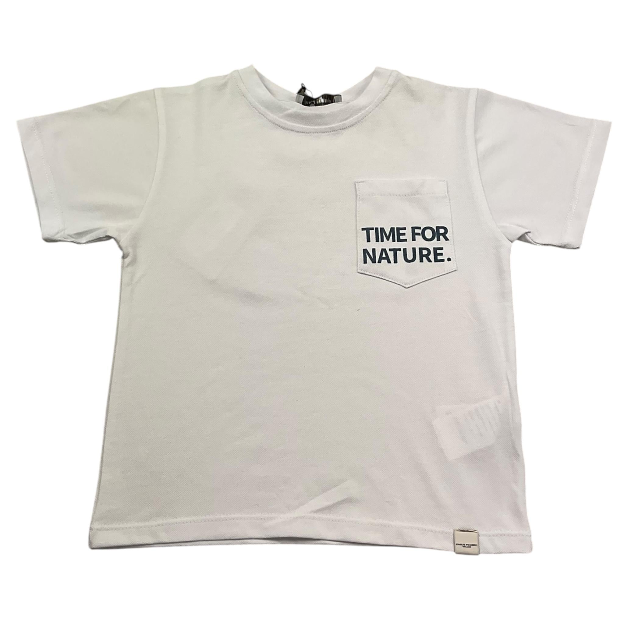Paolo Pecora T-Shirt Girocollo Tinta Unita con Stampa per Bambino PP4051X BIANCO PAOLO PECORA 