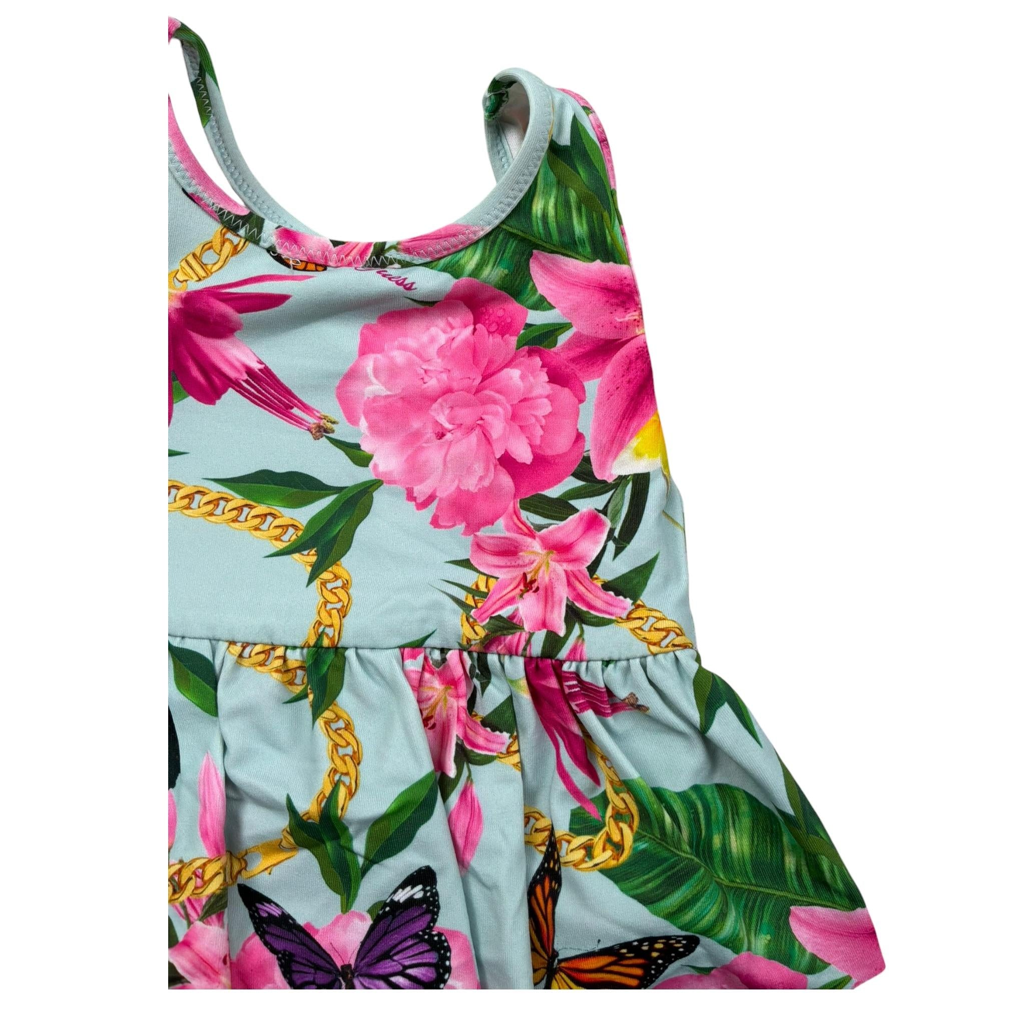 Guess Costume Intero Tinta Unita Fantasia Floreale per Neonata A2GZ00MP004 AZZURRO GUESS 