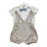 Barcellino Completo 3 Pezzi Papillion-Bermuda con Bretelle-Body per Neonato 120704 BEIGE BARCELLINO 