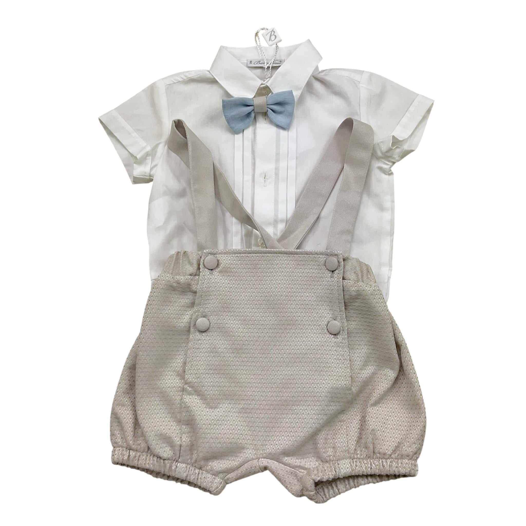 Barcellino Completo 3 Pezzi Papillion-Bermuda con Bretelle-Body per Neonato 120704 BEIGE BARCELLINO 