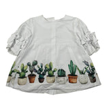 Le Coconne Camicia Mezza Manica Tinta Unita con Stampa per Bambina LCN2074 BIANCO LE COCONNE 