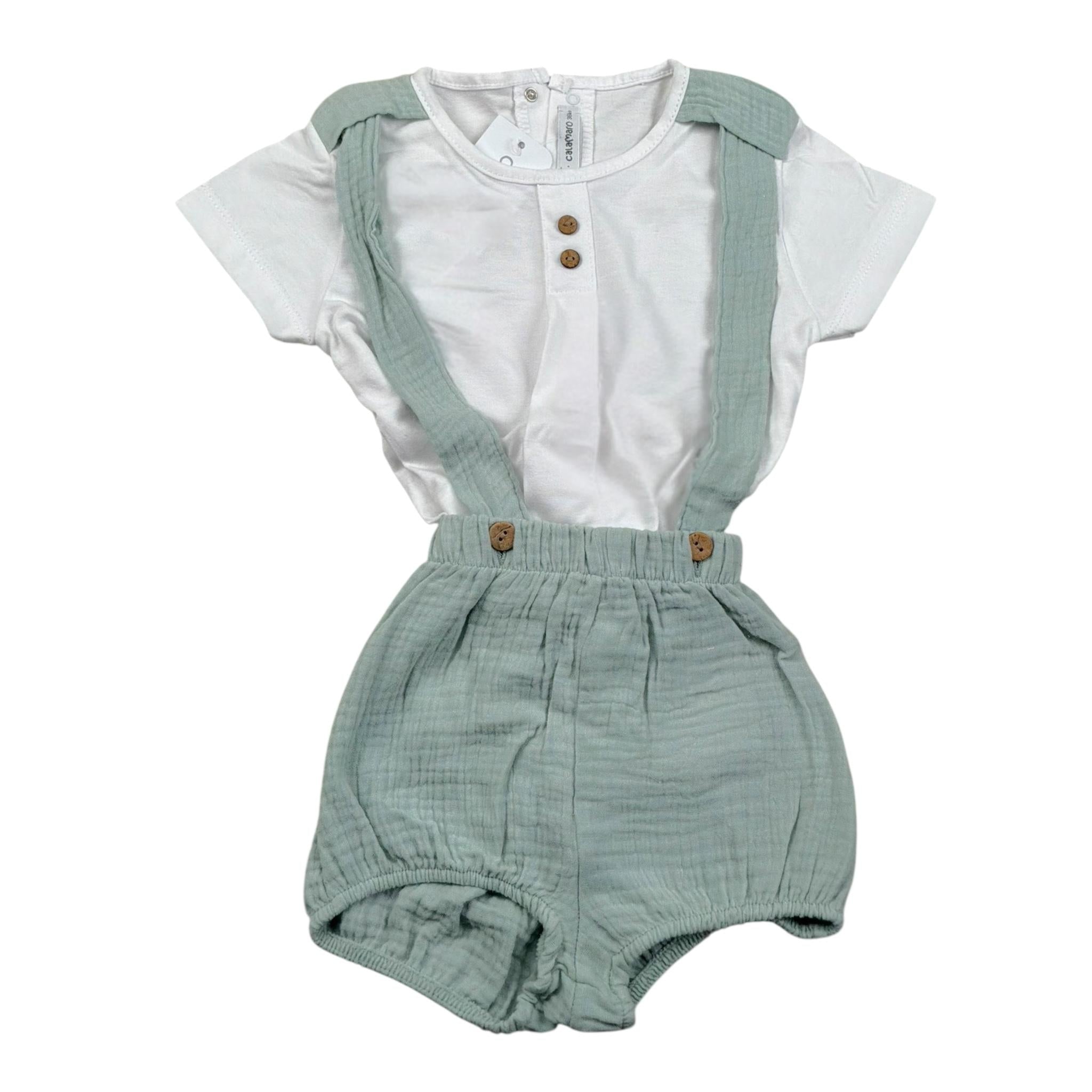 Calamaro Completo 2 Pezzi T-Shirt-Salopette per Bambino 17942J BIANCO/VERDE CALAMARO 