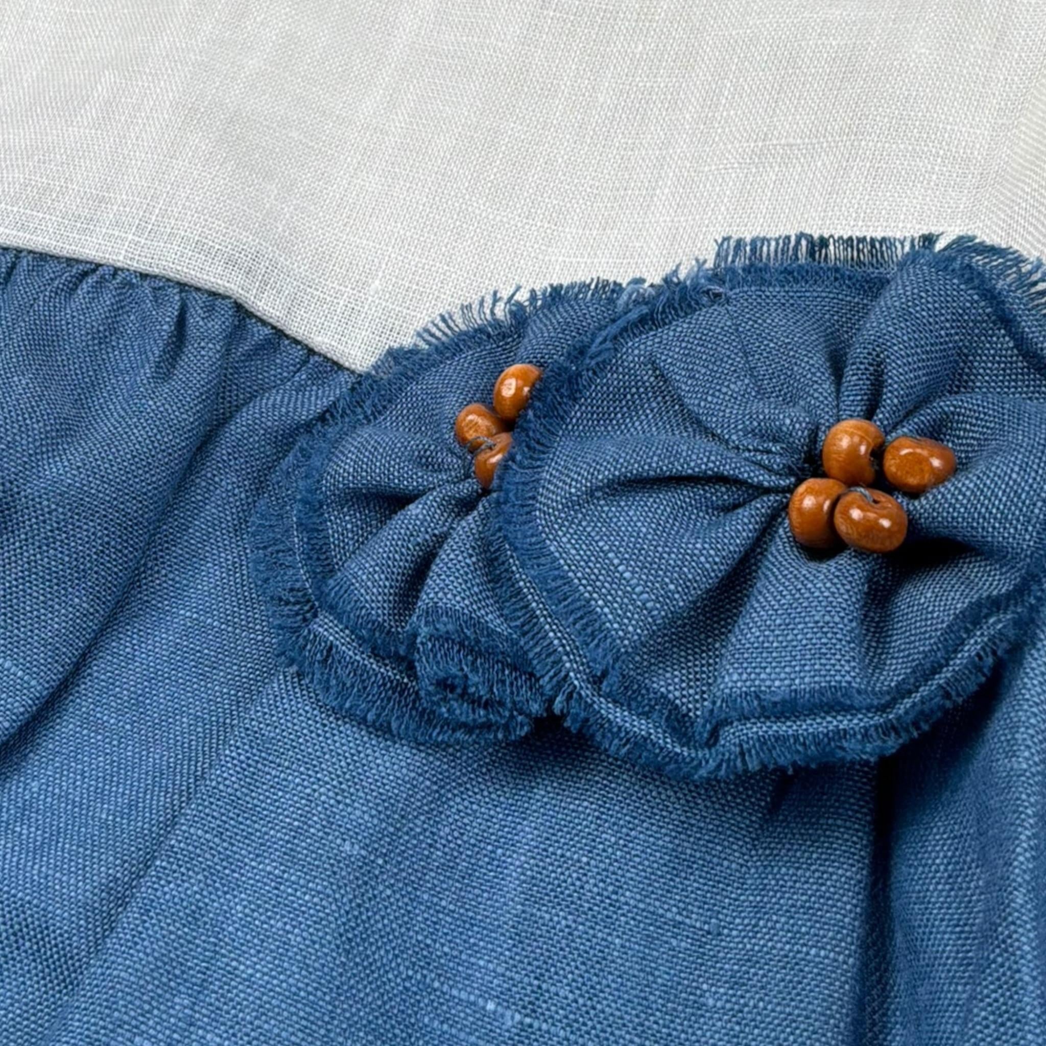 Barcellino Abito Cerimonia Tinta Unita con Applicazioni per Bambina 110310J BLU BARCELLINO 