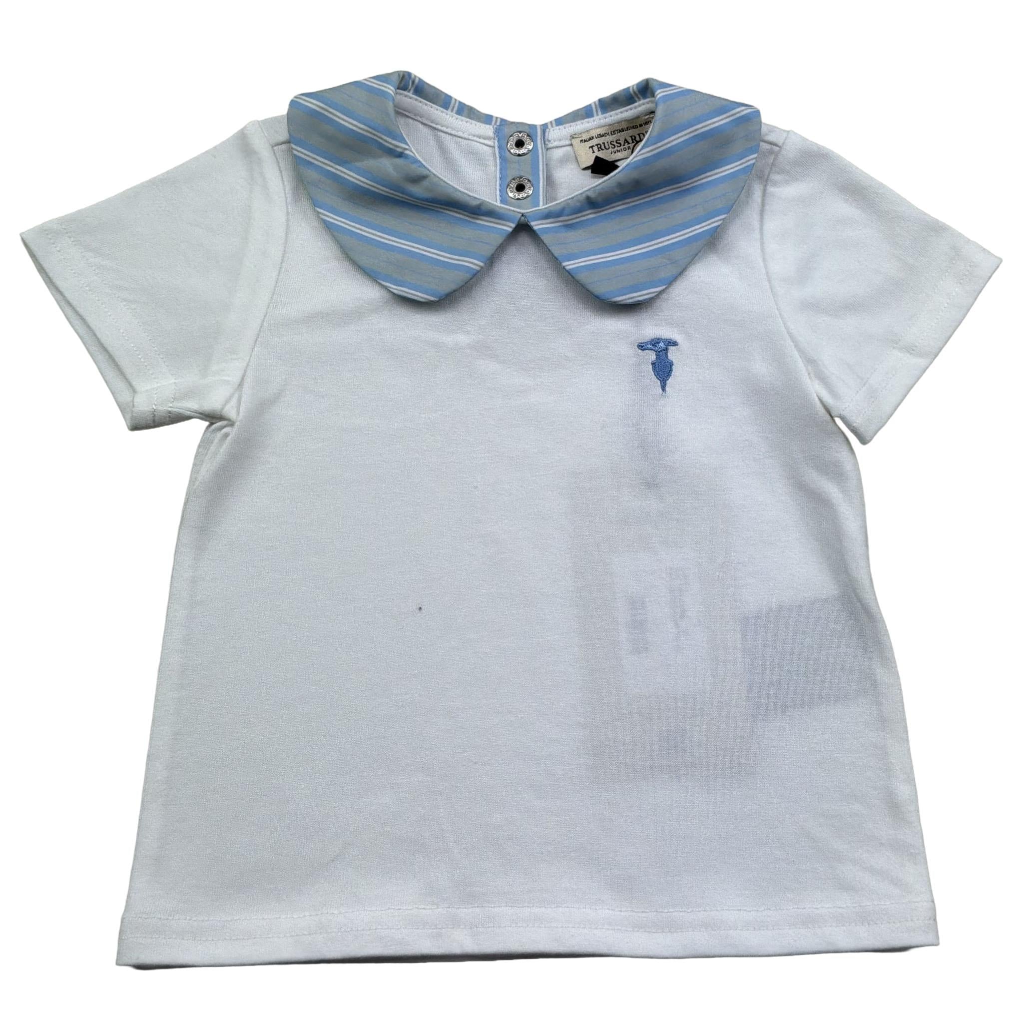 Trussardi T-Shirt Girocollo Tinta Unita con Colletto per Neonato TIP26119TS BIANCO TRUSSARDI 
