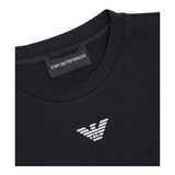 Emporio Armani T-Shirt Girocollo Tinta Unita con Stemma Logo per Bambino EB000421 NERO EMPORIO ARMANI 