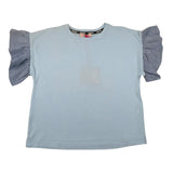 Liu Jo T-Shirt Girocollo tinta unita con Balze Azzurro per Bambina GA3212 AZZURRO LIU JO 