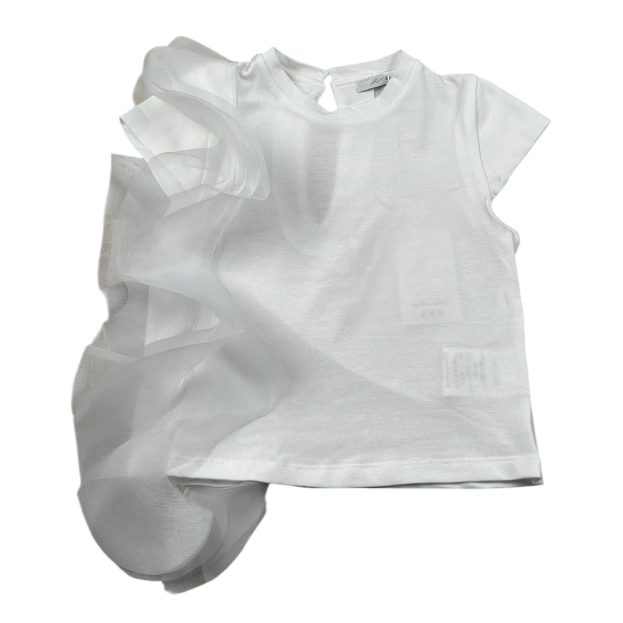 M+E' T-Shirt Girocollo Tinta Unita con Tulle per Neonata UE1768N BIANCO M+E' 