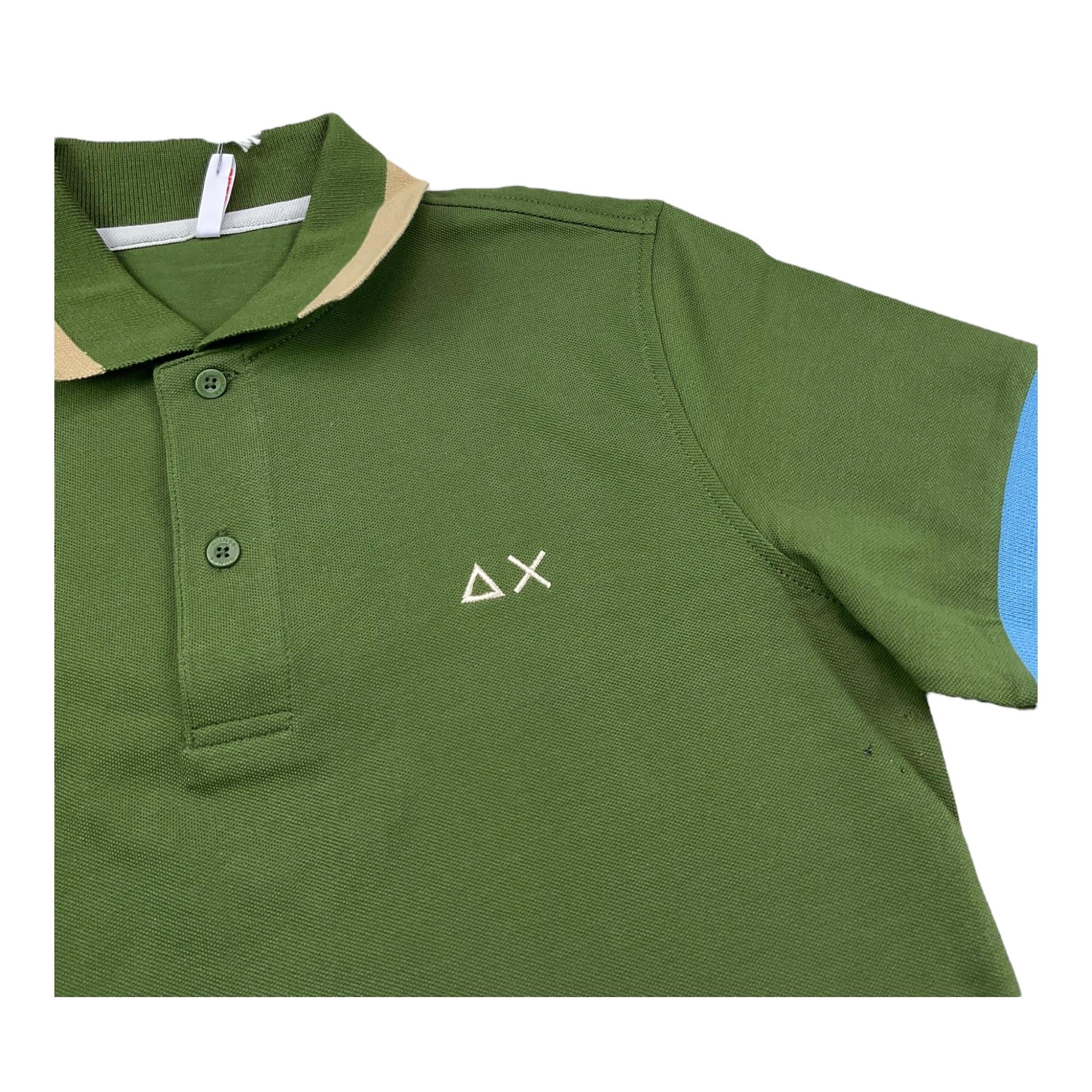 Sun68 Polo Mezza Manica Tinta Unita con Profili In Contrasto per Bambino A35312 VERDE SUN68 
