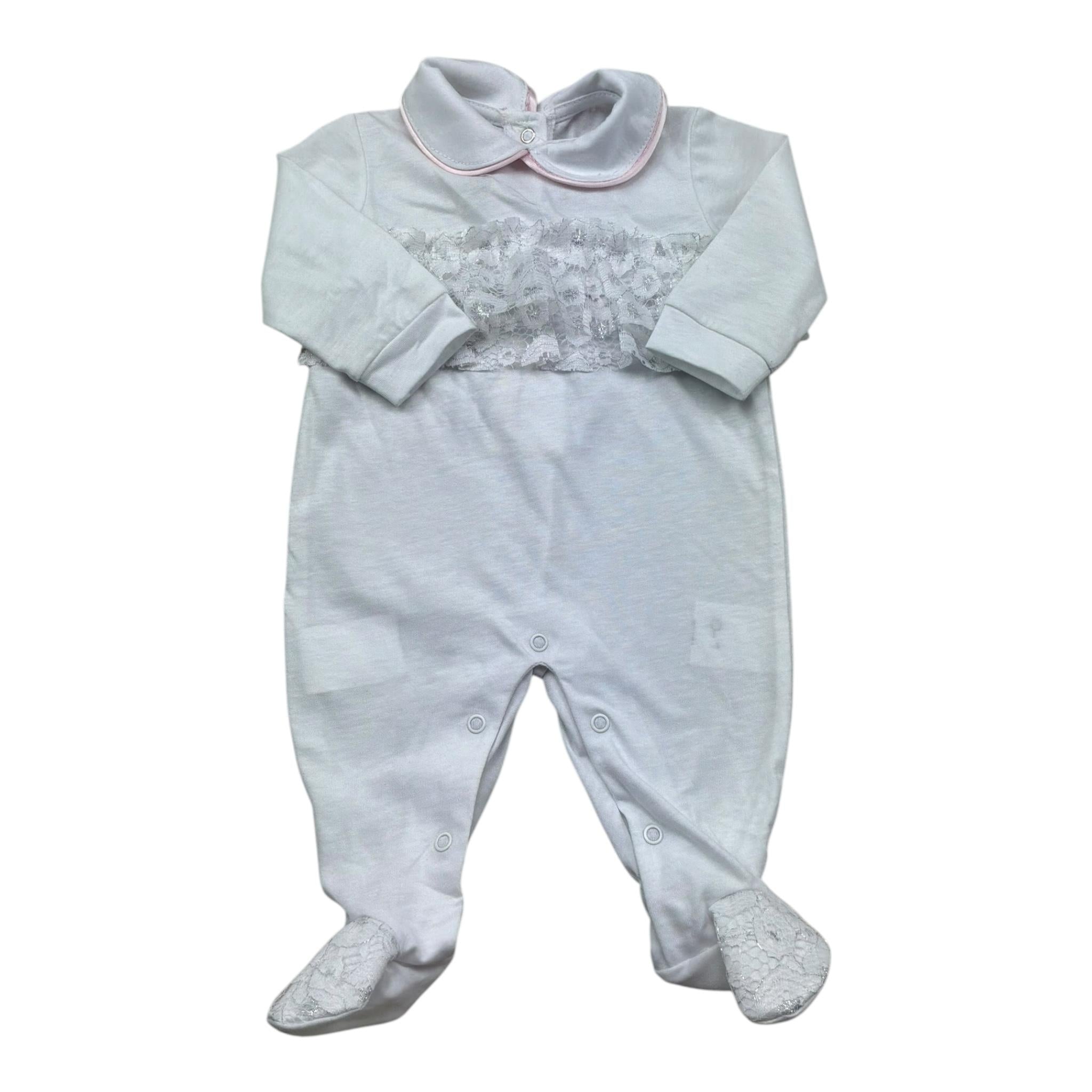 Isabel & Martinez Tutina Manica Lunga Tinta Unita con Ricami per Neonata IM25N435 BIANCO ISABEL & MARTINEZ 