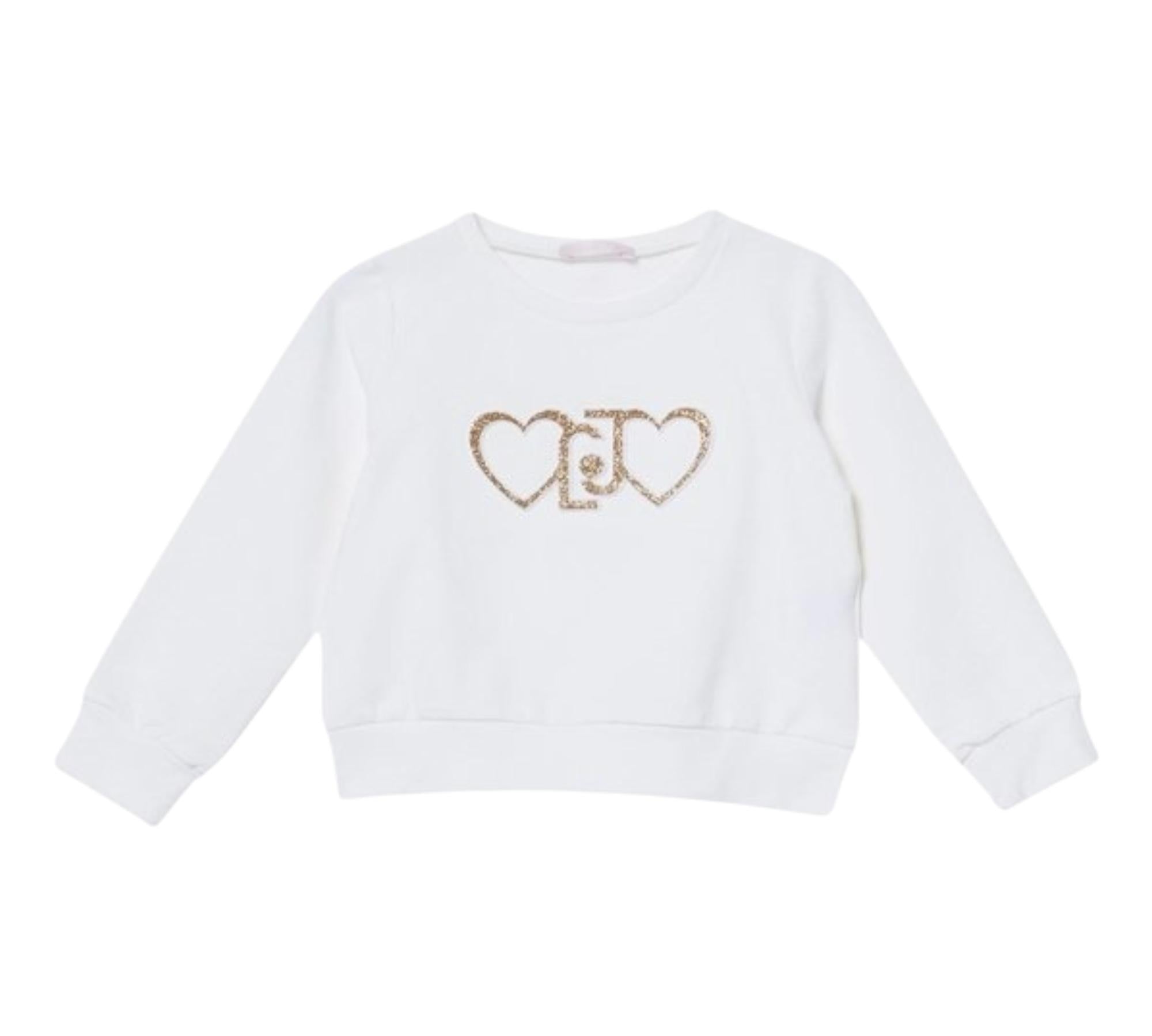 Liu Jo Felpa Chiusa Girocollo Tinta Unita con Logo per Neonata KA5014 BIANCO LIU JO 