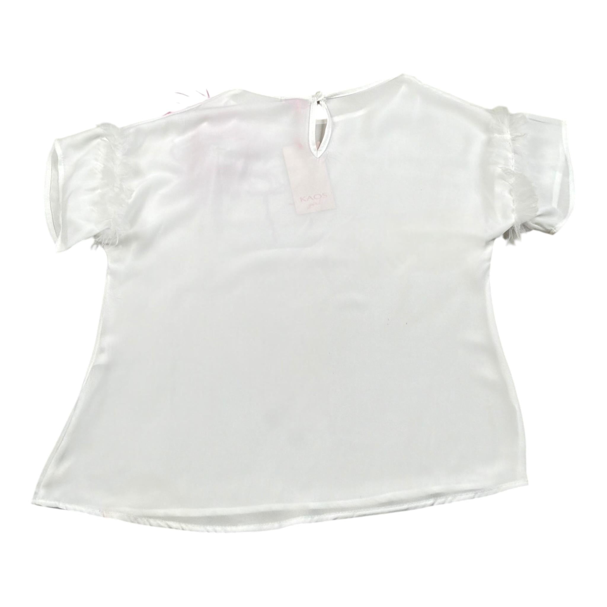 Kaos Camicia Mezza Manica Tinta Unita per Bambina KS105 BIANCO KAOS 