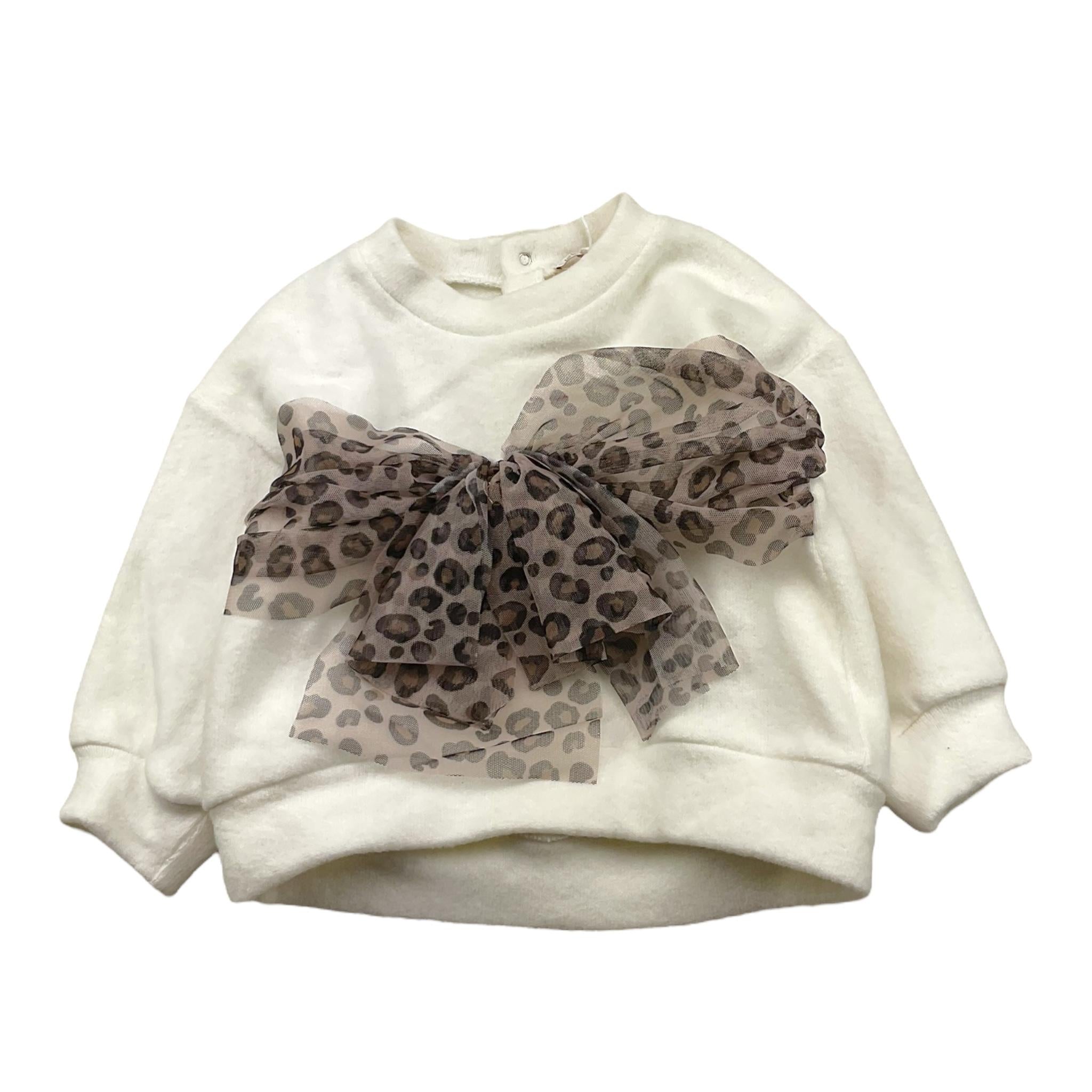 LE BEBE' felpa tinta unita con fiocco maculato Bianco per Neonata LBG6096 BIANCO LE BEBE' 