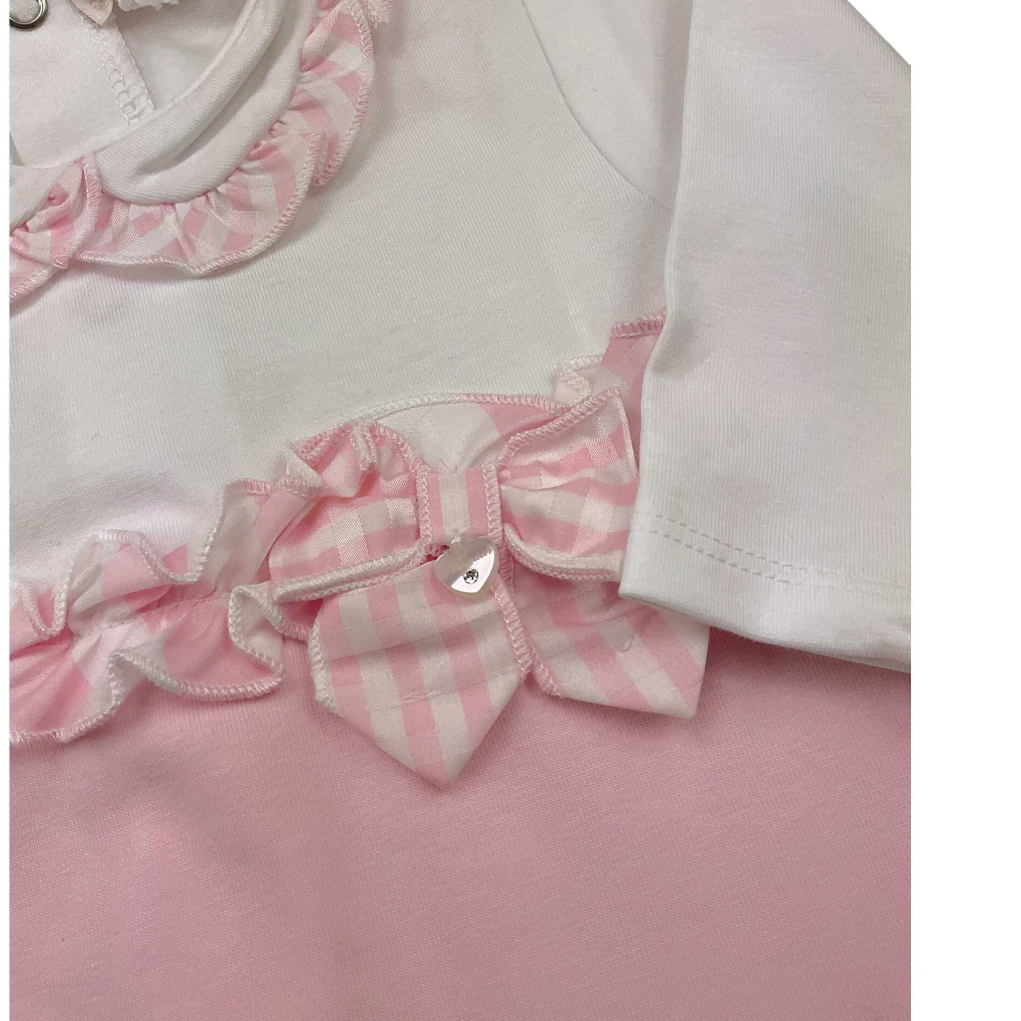 Ninnaoh Tutina Bicolore Manica Lunga per Neonata E2217T BIANCO/ROSA NINNAOH 