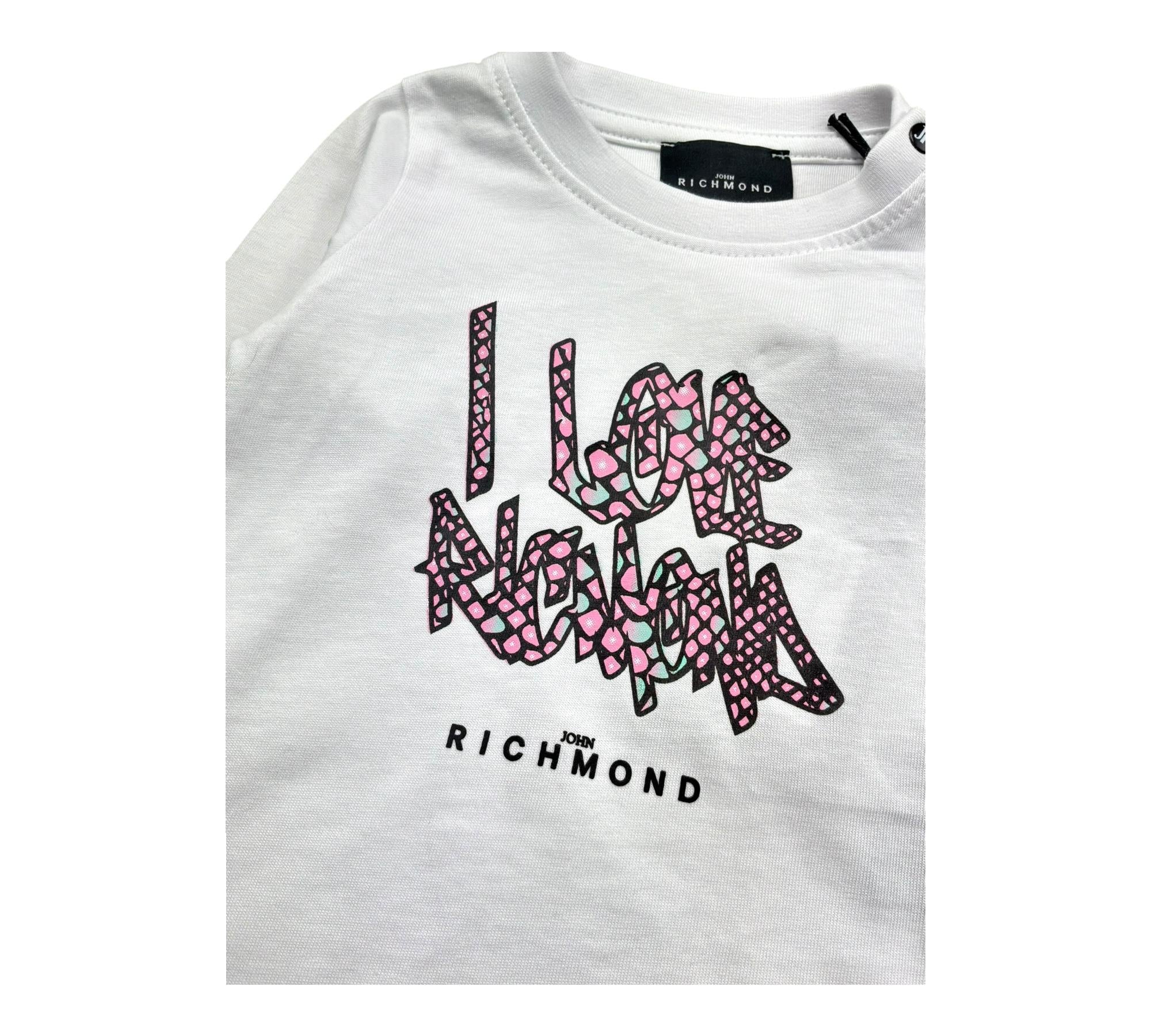 John Richmond Shirt Girocollo Tinta Unita con Logo per Neonata RIP26048TS BIANCO JOHN RICHMOND 