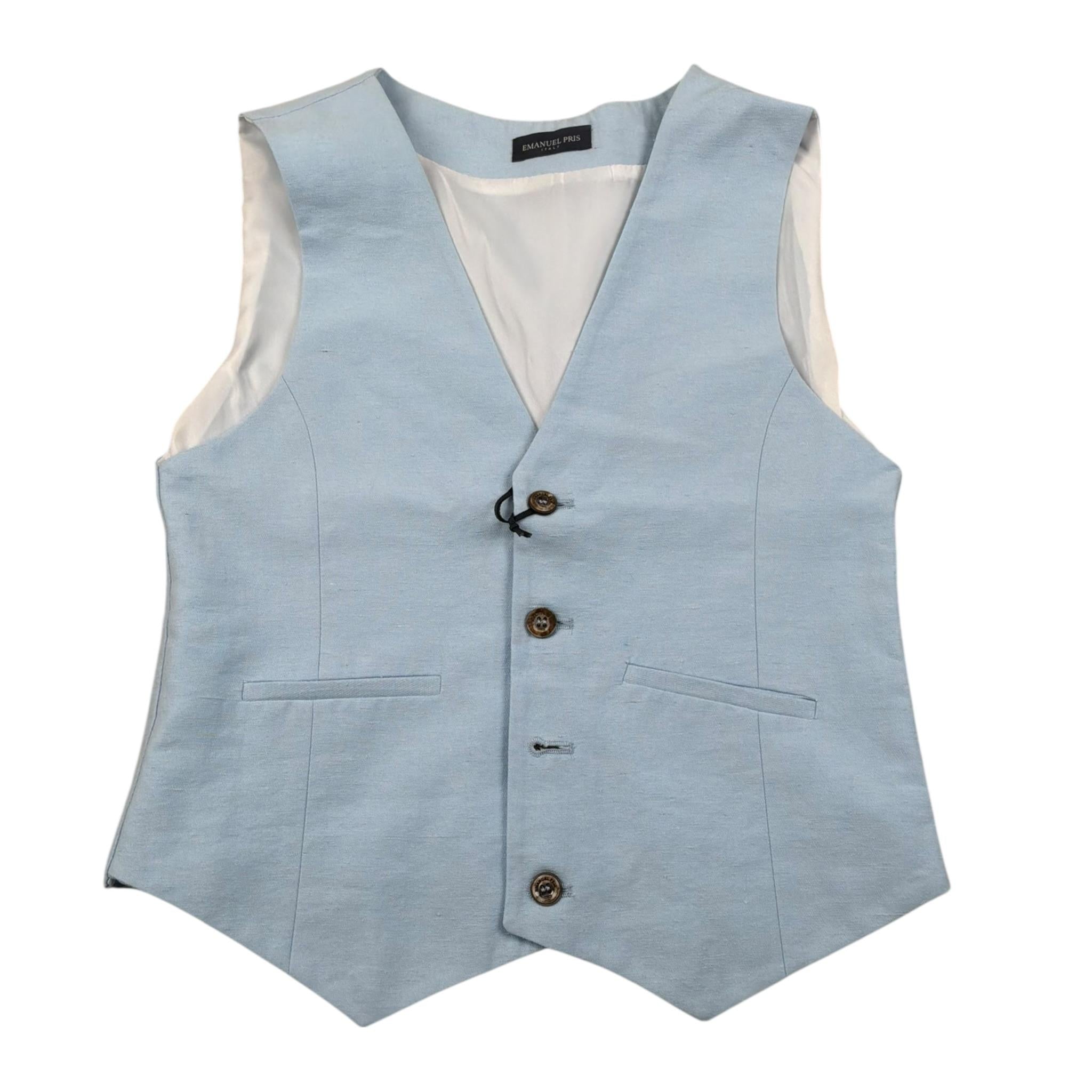 Emanuel Pris Gilet Tinta Unita con Bottoni per Bambino EPC2070R AZZURRO EMANUEL PRIS 