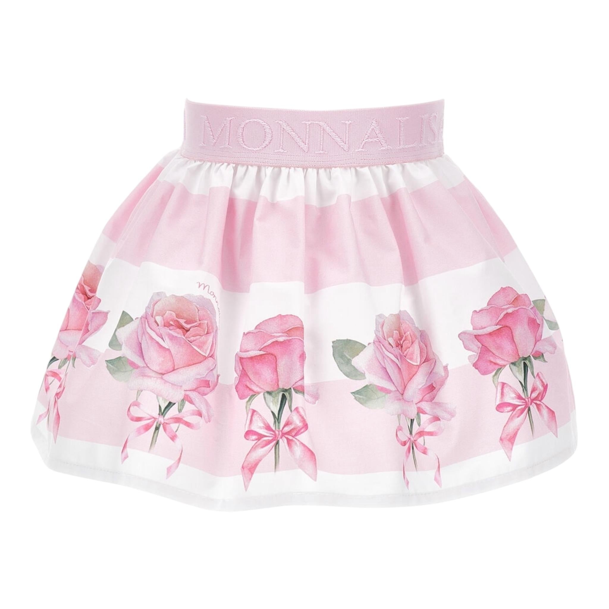 Monnalisa Gonna Bicolore con Stampa Rose per Neonata 31E700 BIANCO/ROSA MONNALISA 
