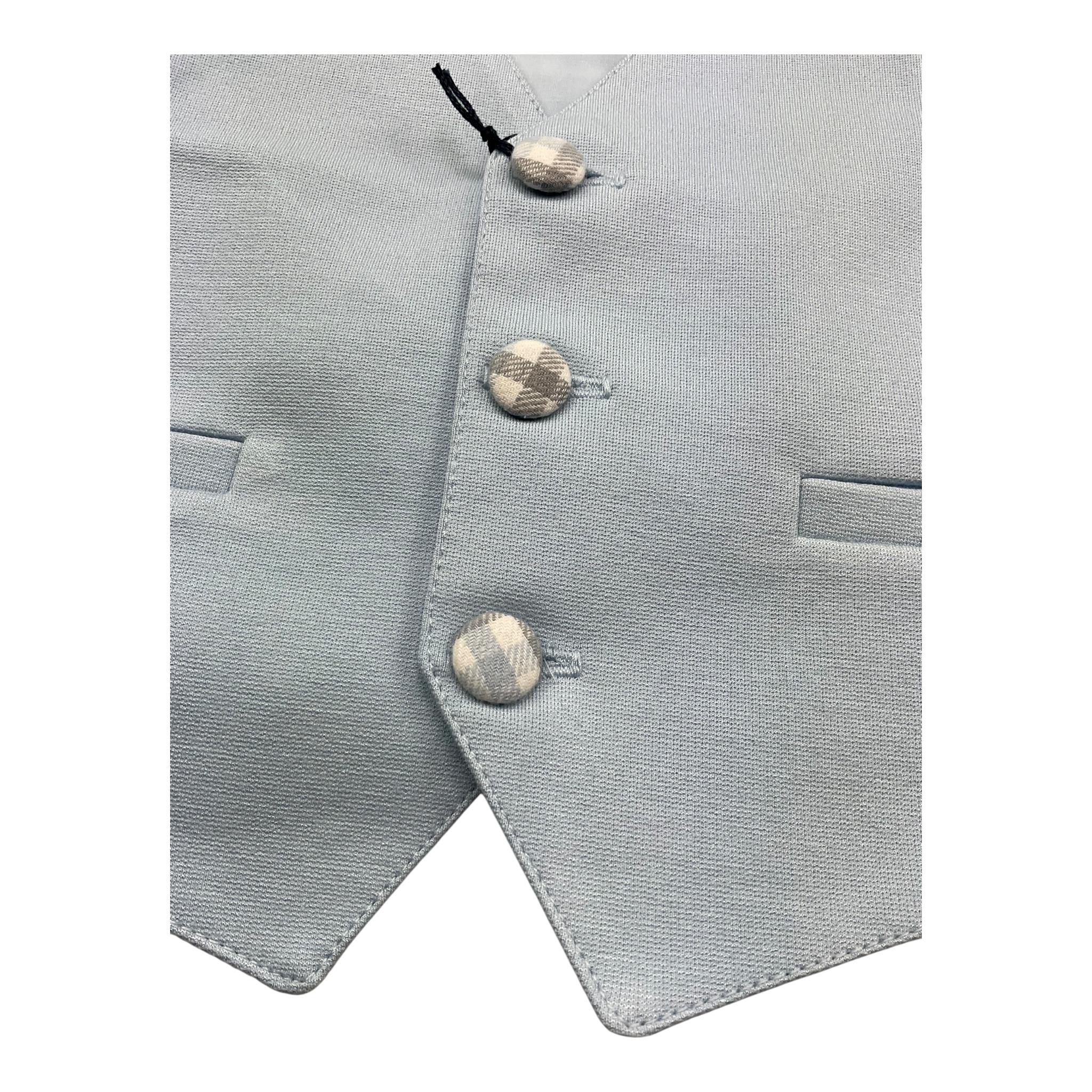 Ambaraba Gilet Tinta Unita con Parte Posteriore Fantasia Quadretti con Papillon per Neonato FM36093 AZZURRO AMBARABA 