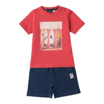 Sarabanda Completo 2 Pezzi T-Shirt-Bermuda Bicolore per Bambino 0B163 BIANCO/ROSSO SARABANDA 