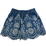 Saint Barth Gonna In Denim Tinta Unita con Pizzo Sangallo per Bambina AMANI BLU SAINT BARTH 