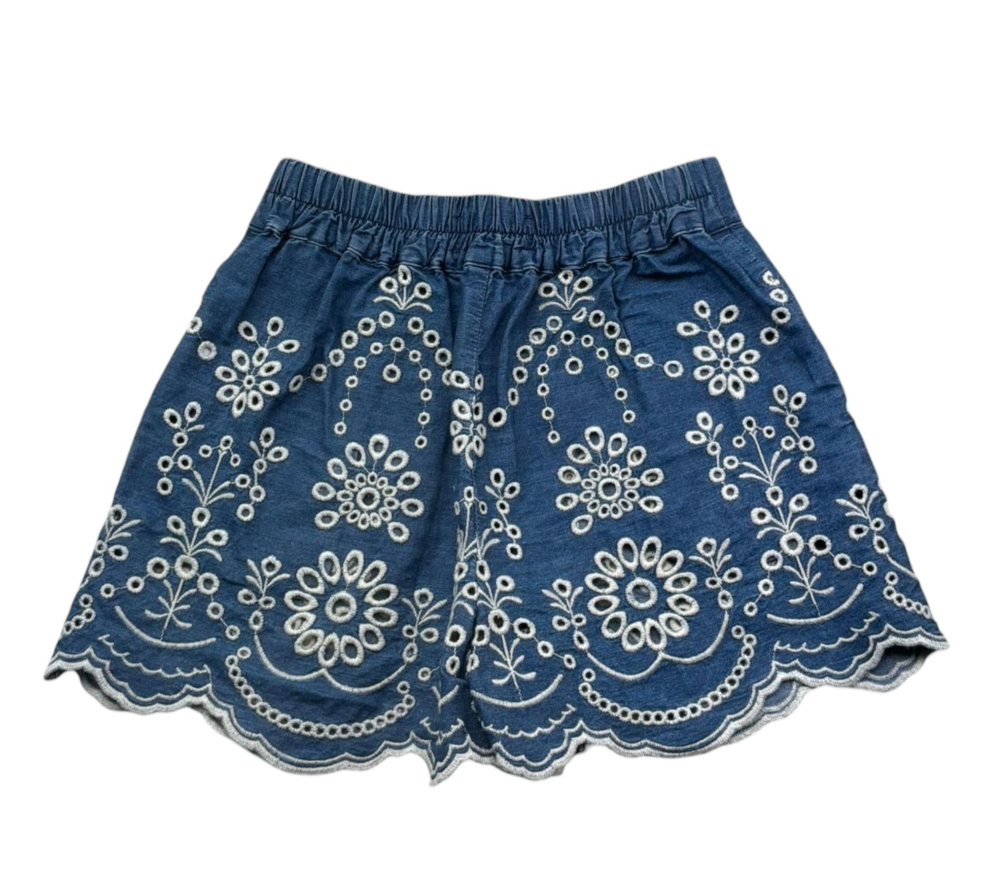 Saint Barth Gonna In Denim Tinta Unita con Pizzo Sangallo per Bambina AMANI BLU SAINT BARTH 