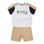 Boss Completo 2 Pezzi T-Shirt-Bermuda per Neonato J52120 BIANCO/BEIGE BOSS 