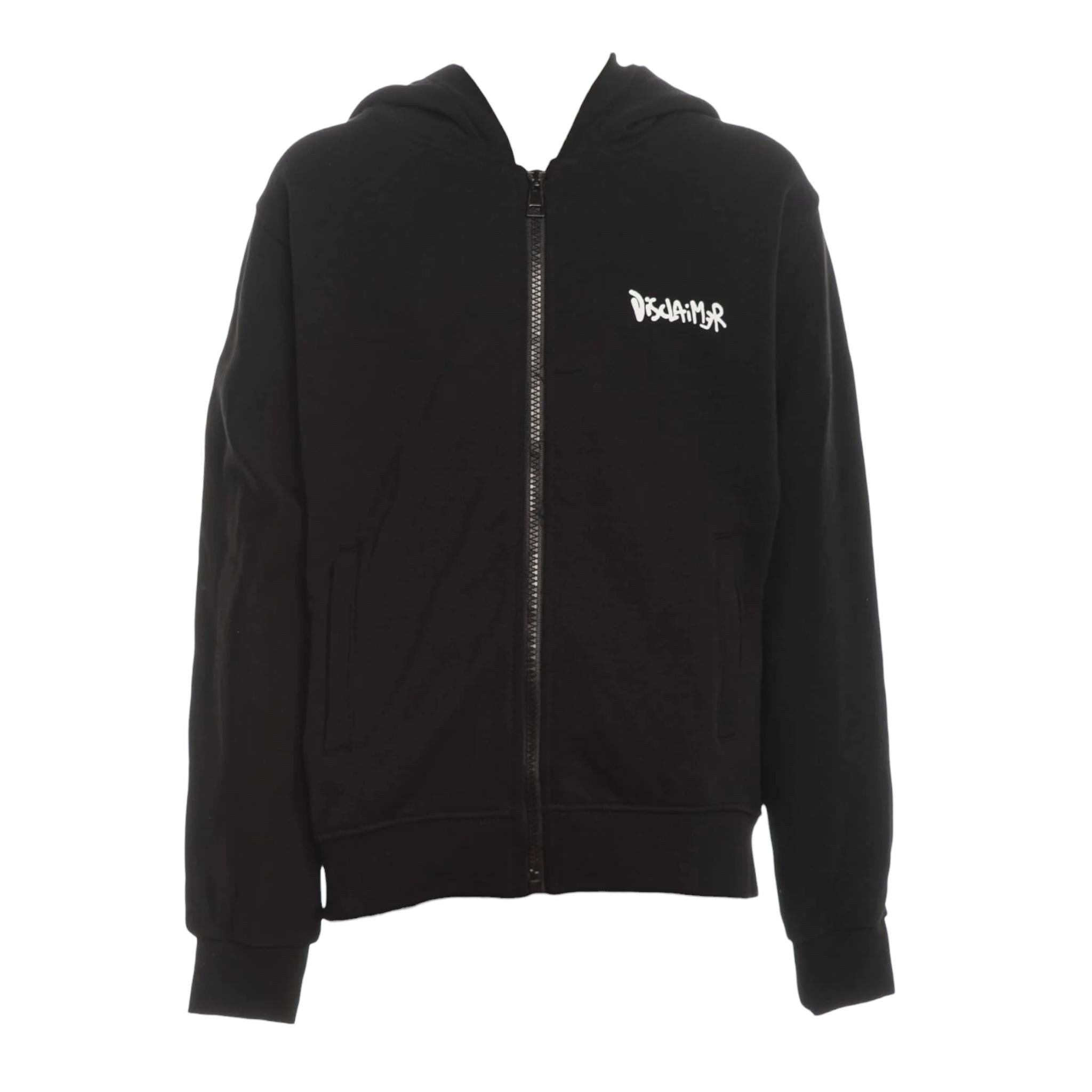 Disclaimer Felpa con Zip E Cappuccio Tinta Unita con Logo per Bambino 25EDBK58409 NERO DISCLAIMER 