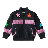 STELLA McCARTNEY giubbino tinta unita con frange Nero per Bambina TV2B57 NERO STELLA McCARTNEY 