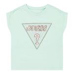 Guess T-Shirt Tinta Unita con Stampa E Paillettes per Neonata K5GI12K6YW4 VERDE ACQUA GUESS 