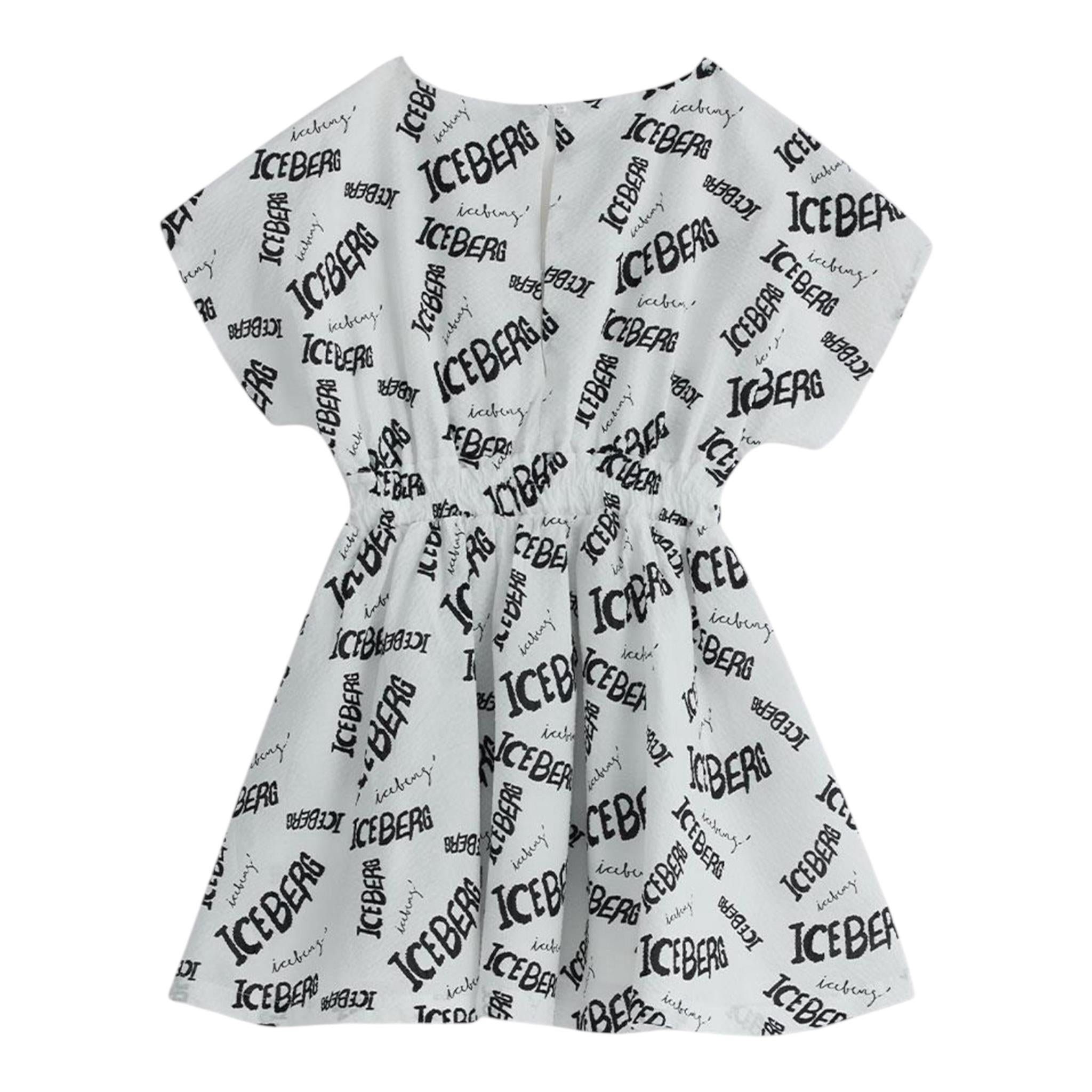 Iceberg Abito Tinta Unita Mezza Manica Logato per Bambina VSICE5160J BIANCO ICEBERG 