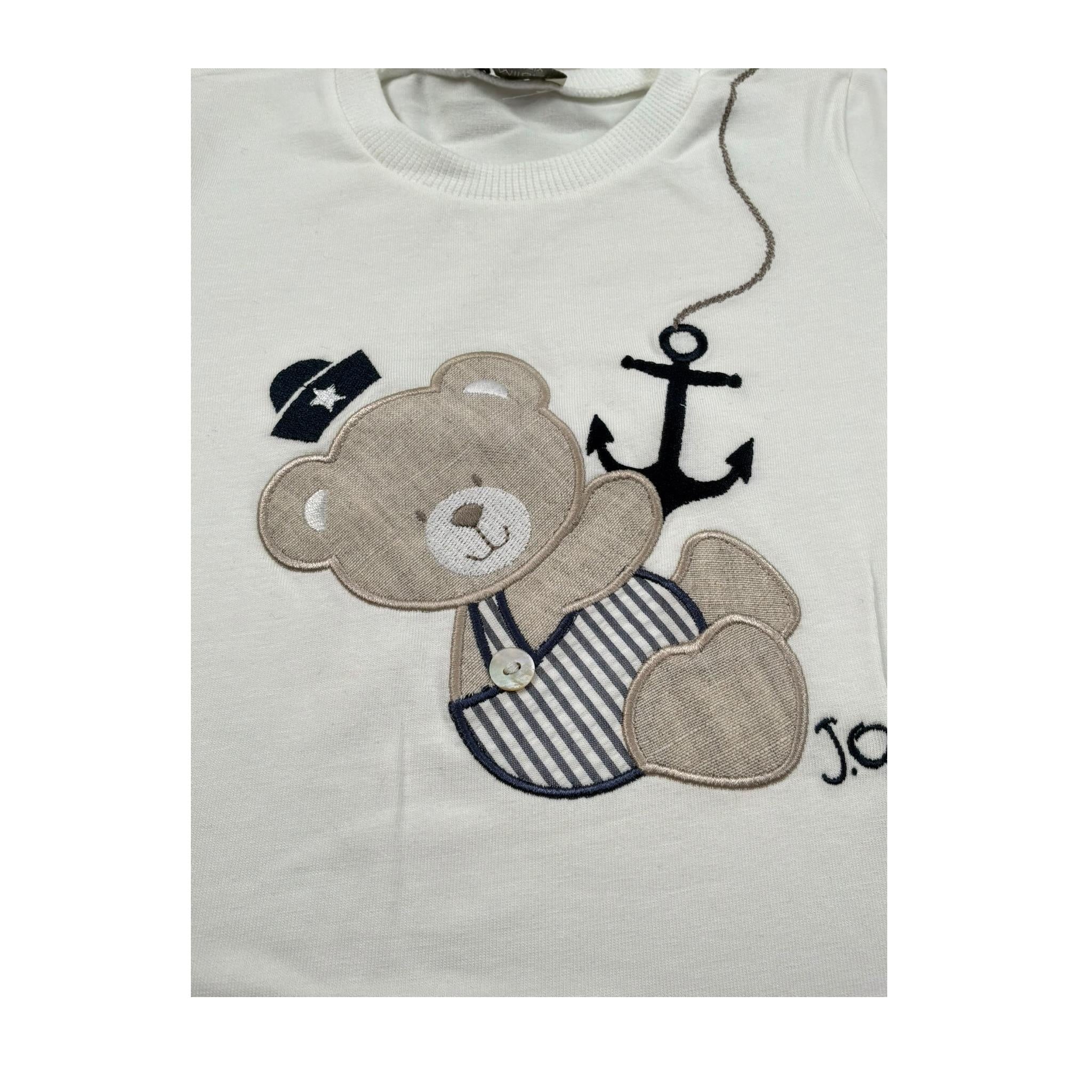 J.O. Milano T-Shirt Girocollo Tinta Unita con Stampa per Neonato 576B3 PANNA J.O. MILANO 