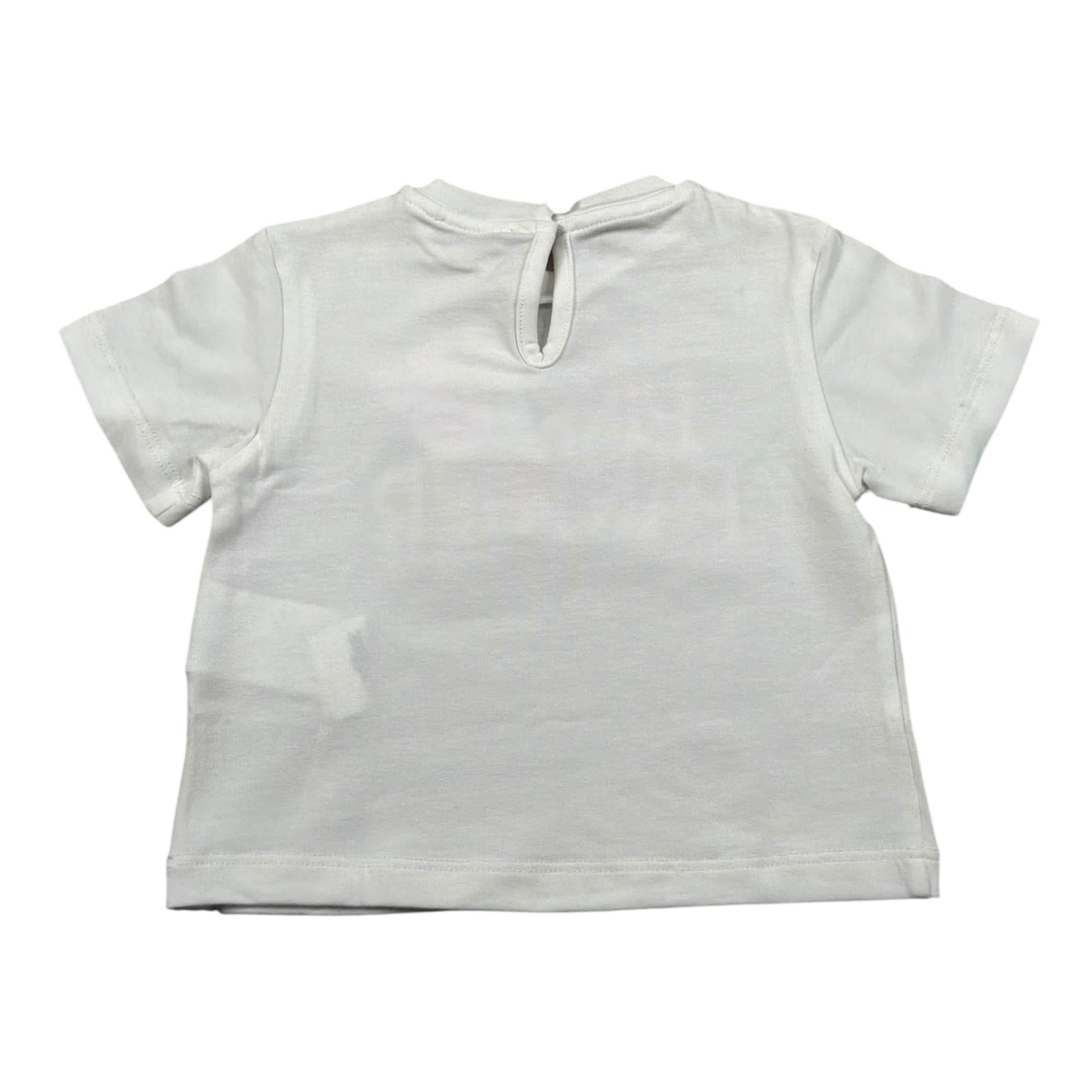 M+E' T-Shirt Girocollo Tinta Unita con Stampa per Neonata UE1391 BIANCO M+E' 