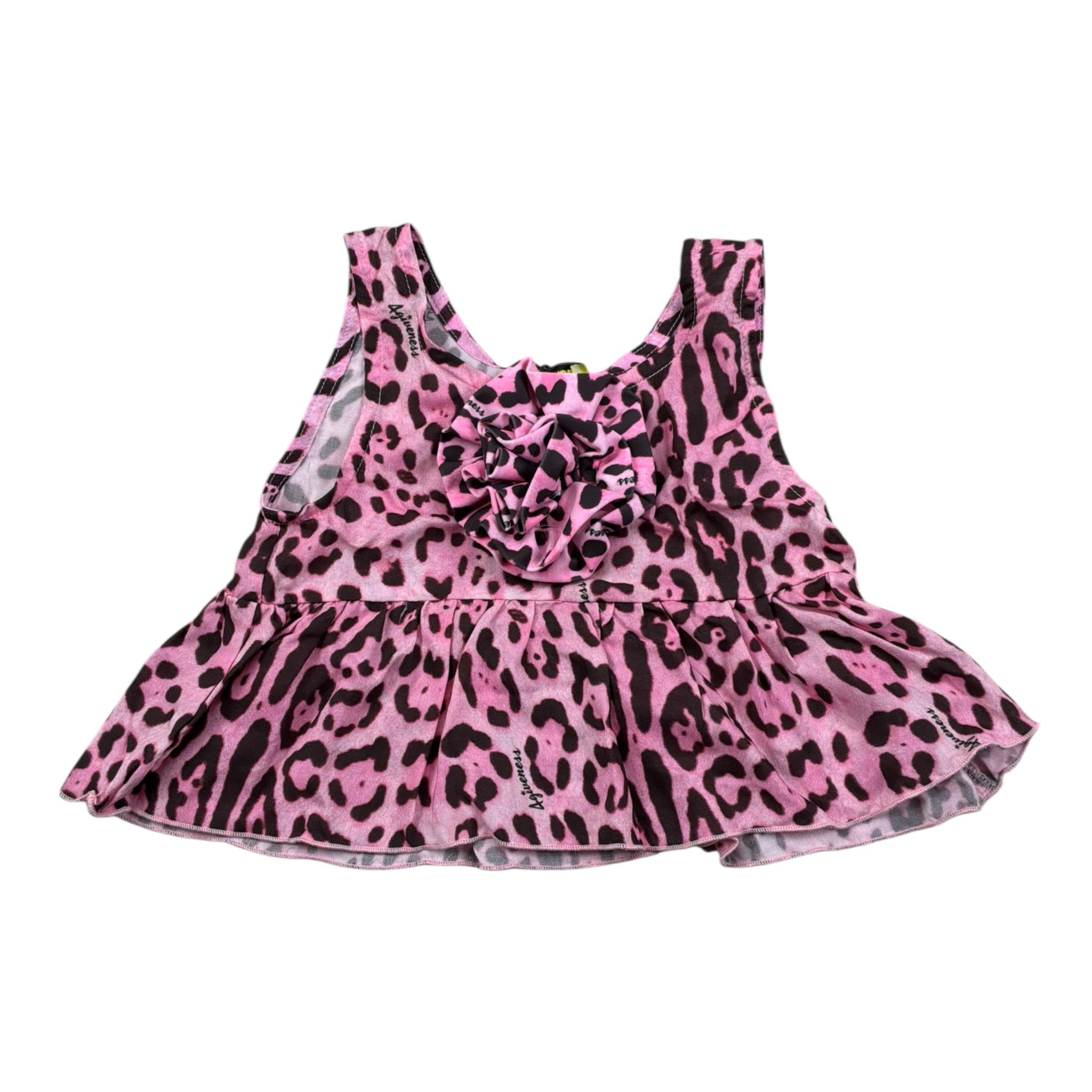 4Giveness Top Tinta Unita con Fantasia Maculata per Neonata FGCN3956 ROSA 4GIVENESS 